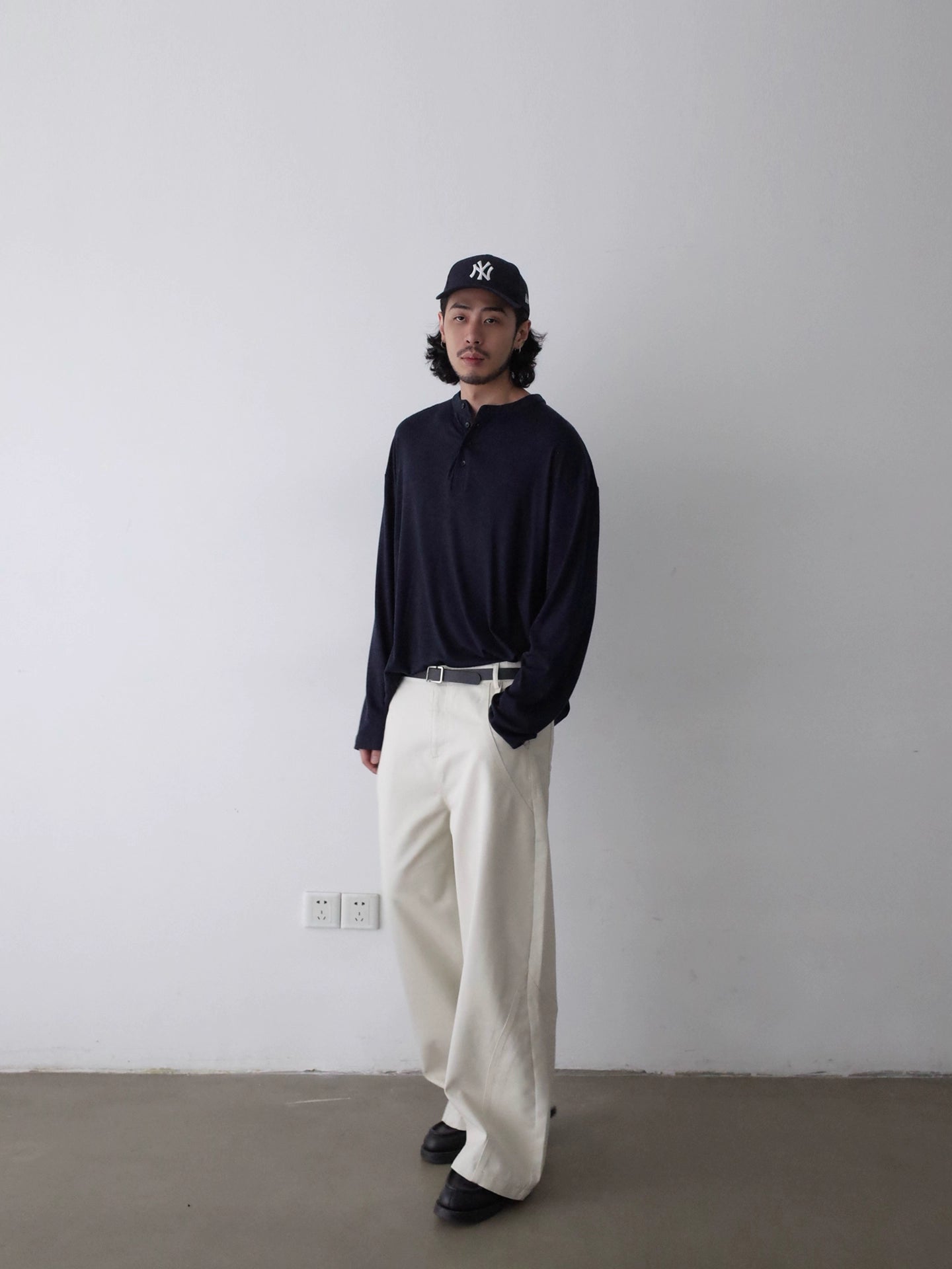 ハイカウント・シルクウール・ヘンリーネック N6081