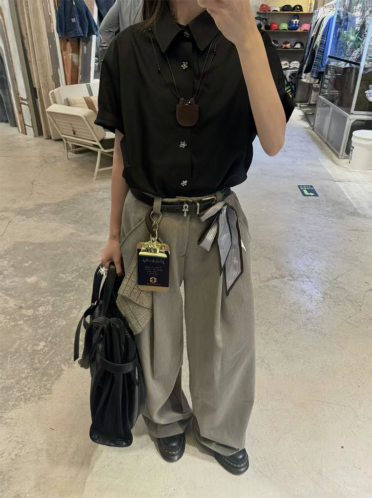 ダブルプリーツ Aライン ドレープスラックス N6537