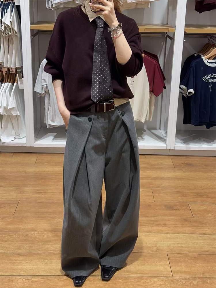 ピンストライプ Aライン ワイドスラックス N6625