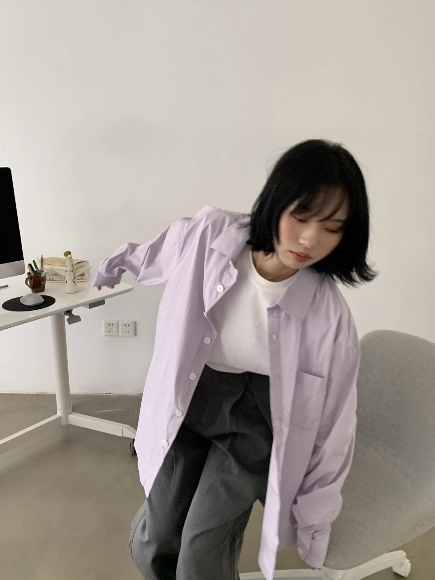 ユニセックス リラックスフィット長袖シャツ N5966