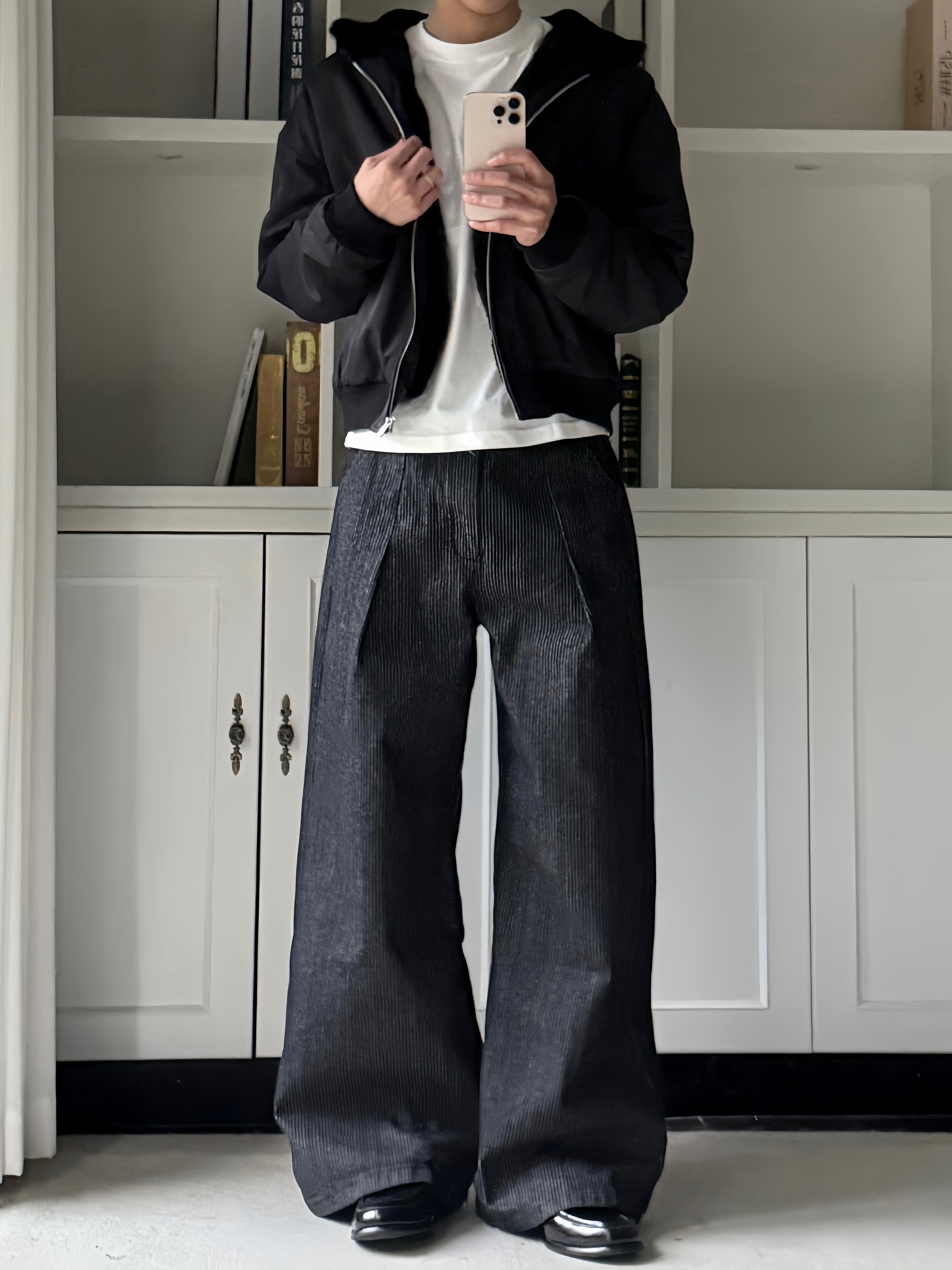 1500g仿ラビットファー裏地 フーデッド中綿ジャケット N6283