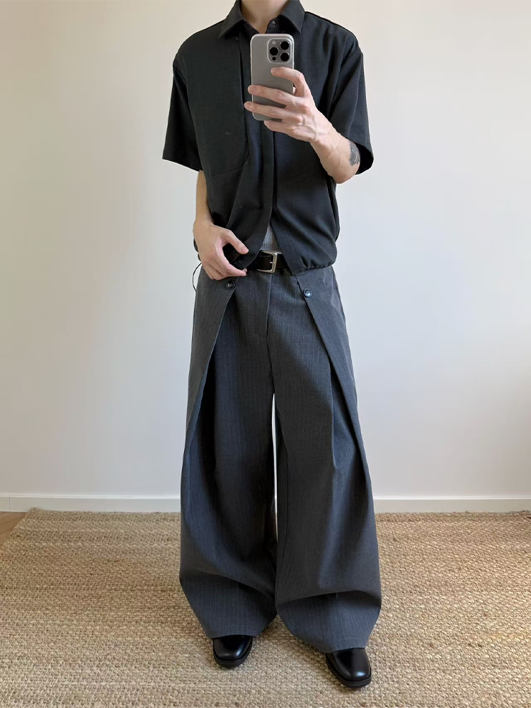 ピンストライプ Aライン ワイドスラックス N6625