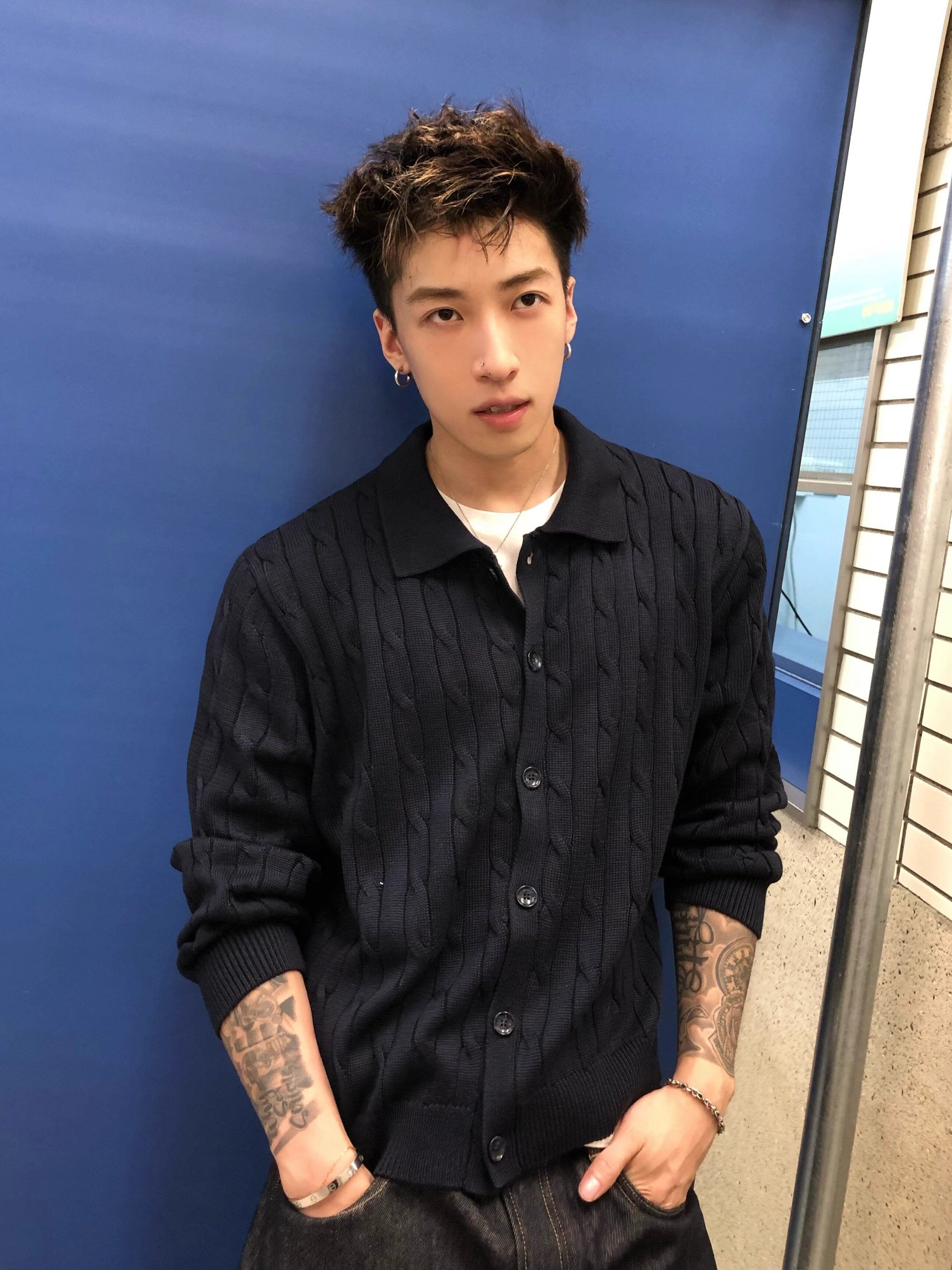 ケーブル編み コットンPOLOカーデ N6701