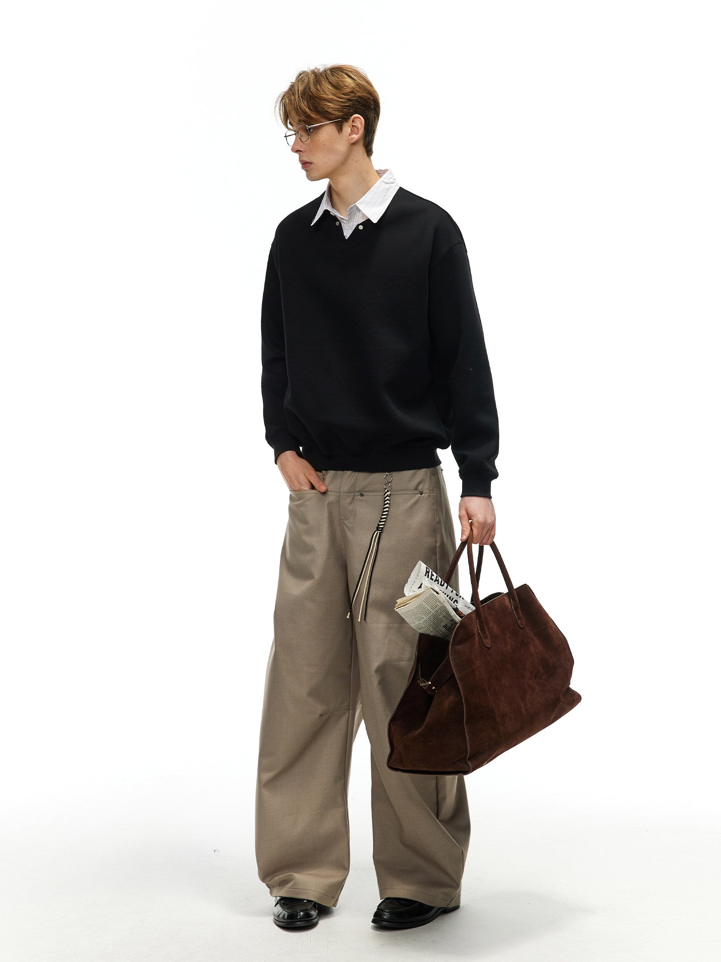 レイヤード風 シャツカラースウェット N6797