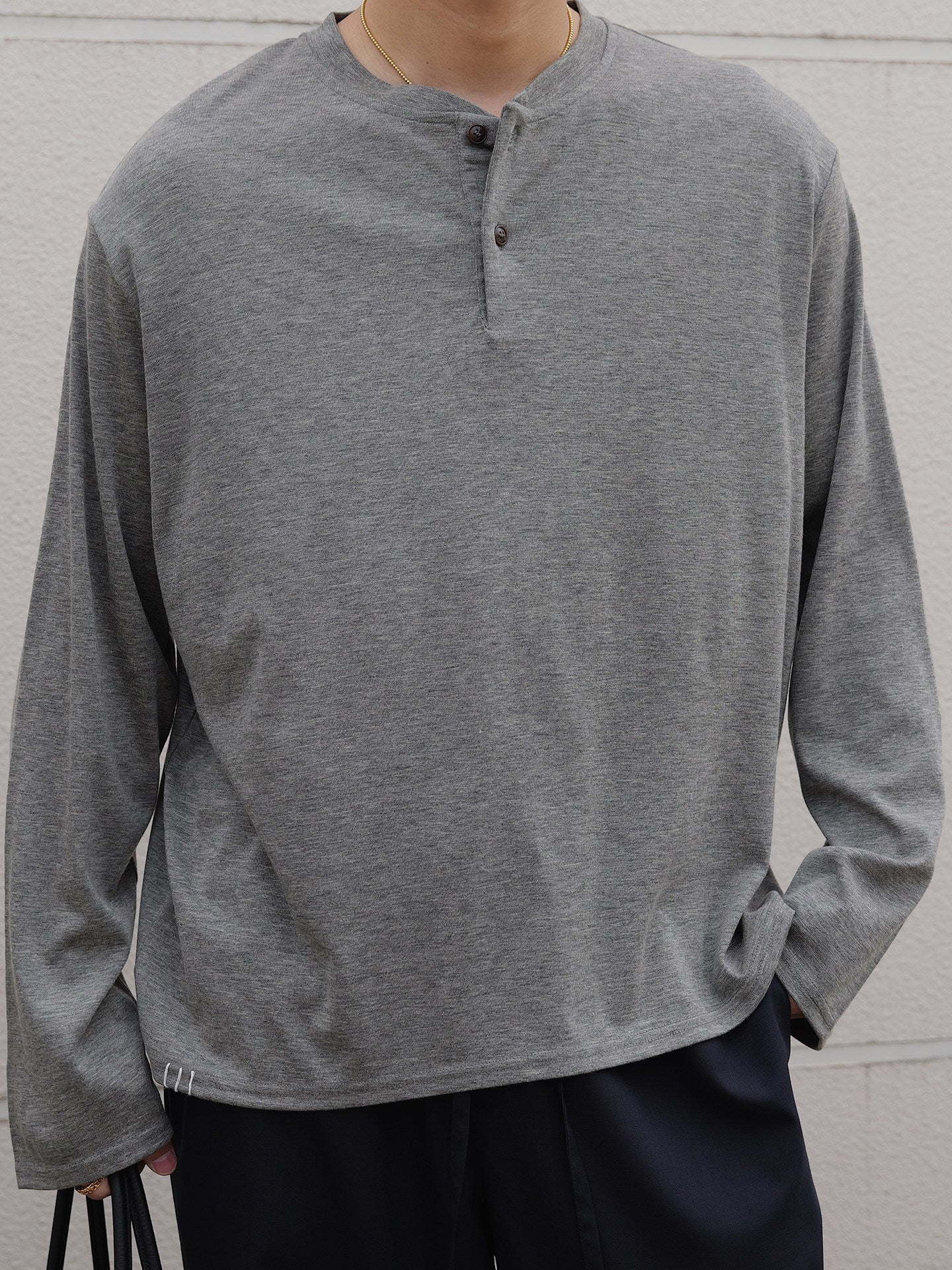 ウォッシャブルウール ヘンリーロングT N6638