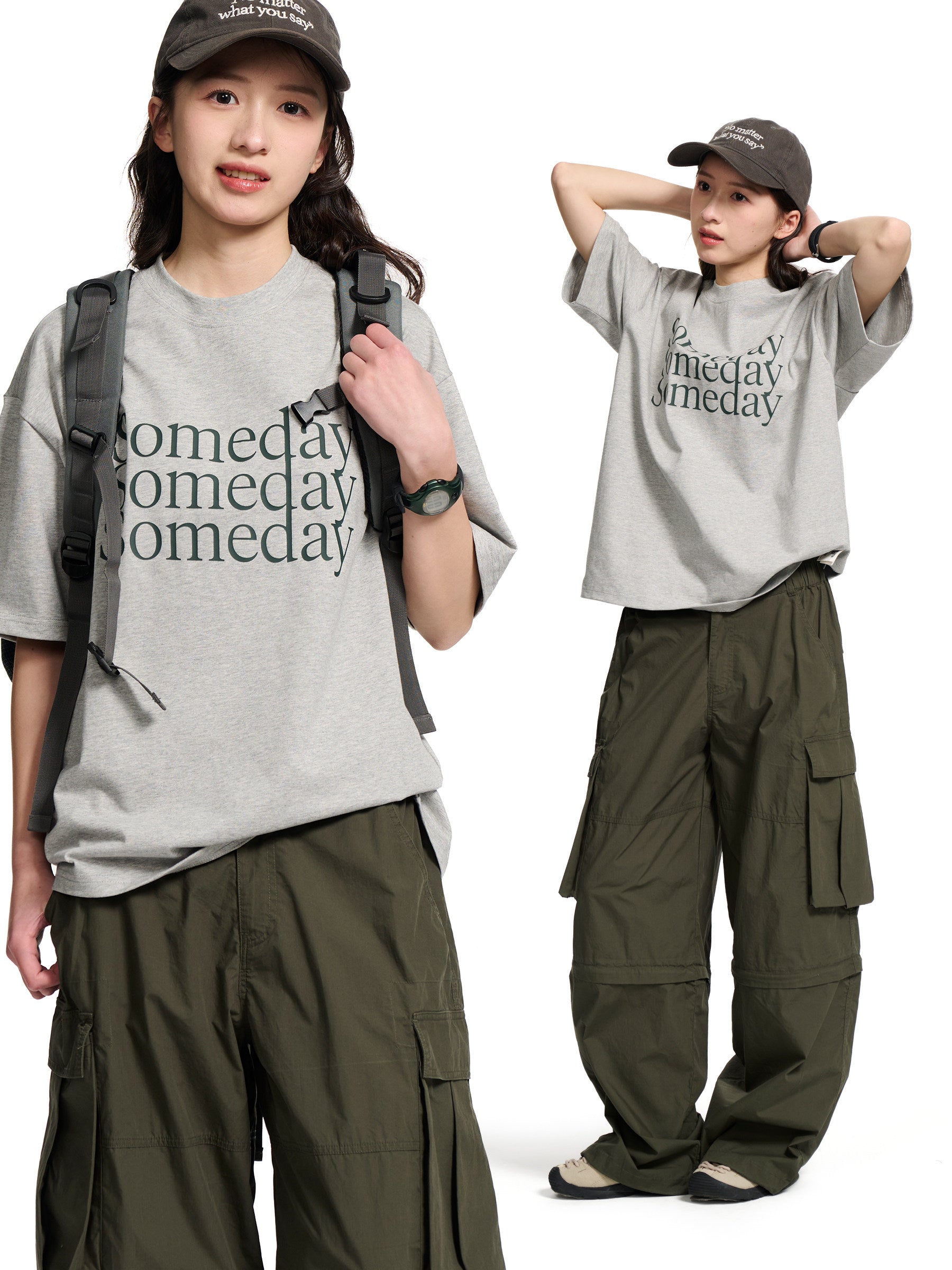 ピュアコットン タイポグラフィプリント ルーズTシャツ N6998