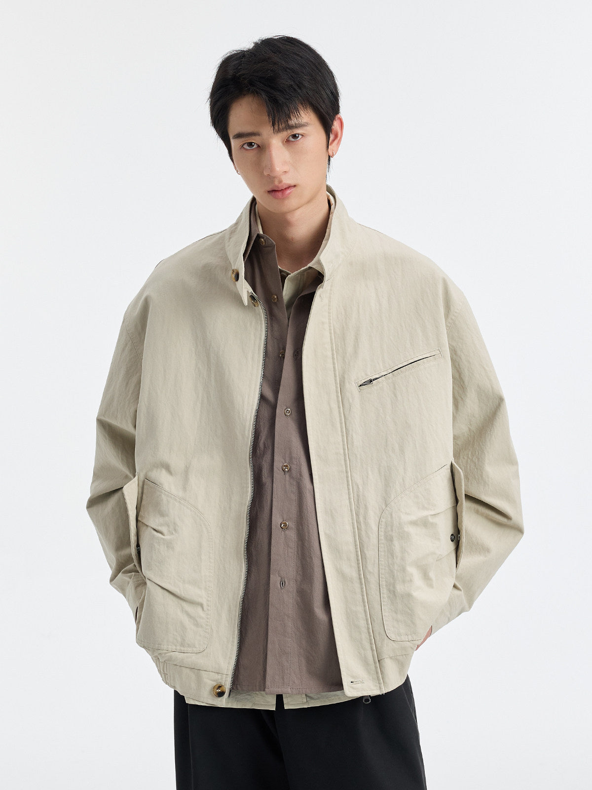 ウォッシュド 立ち襟ショート ライダースジャケット N6528