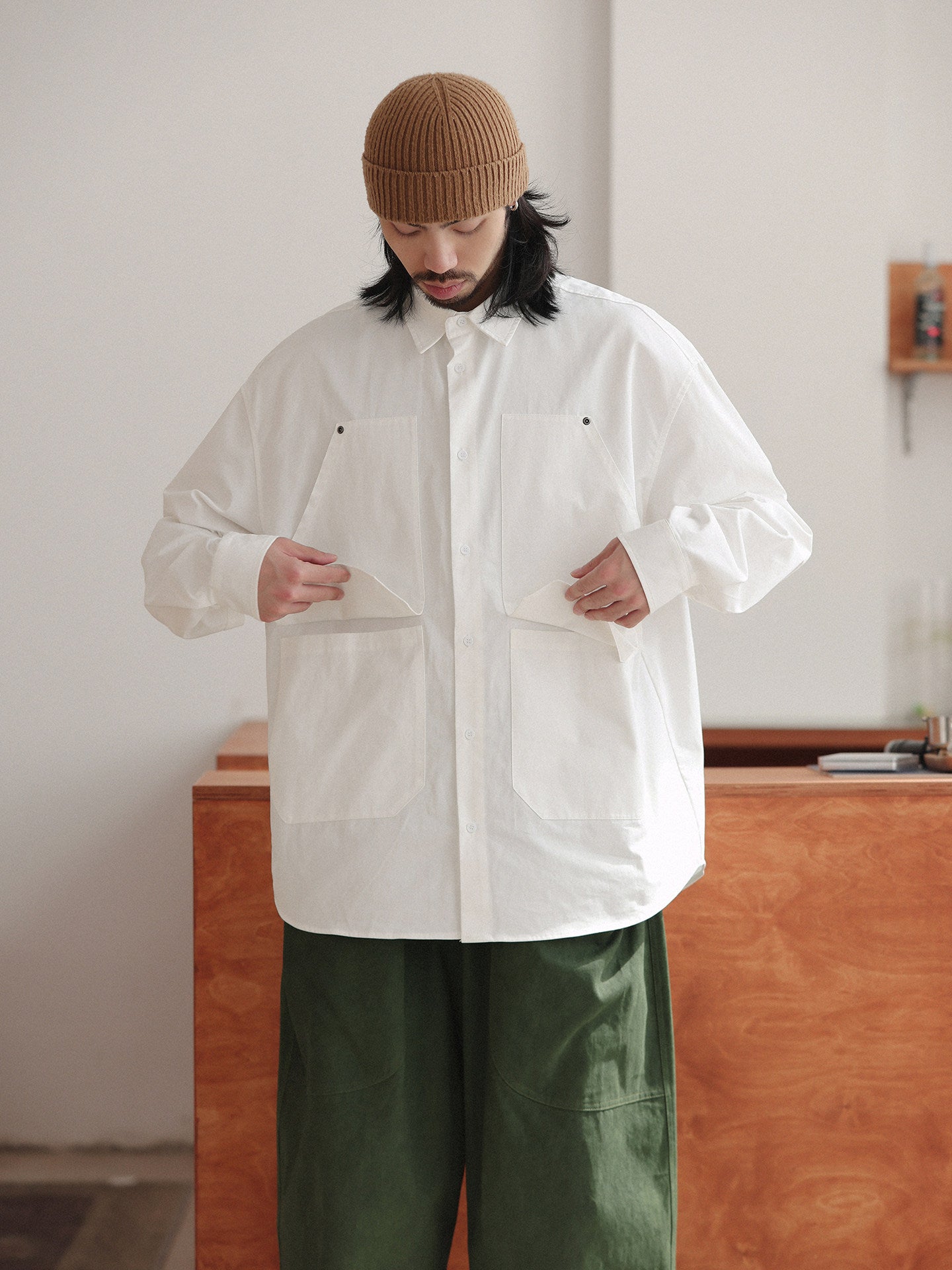 スタッズアクセント ワークシャツジャケット N6724