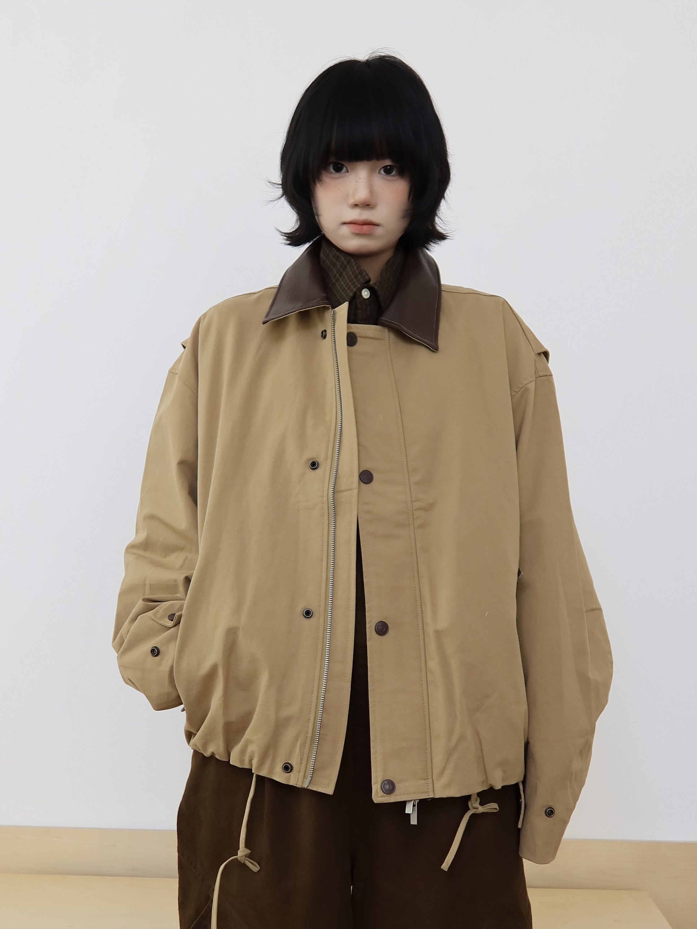 コントラストレザー襟 バーンジャケット N6496