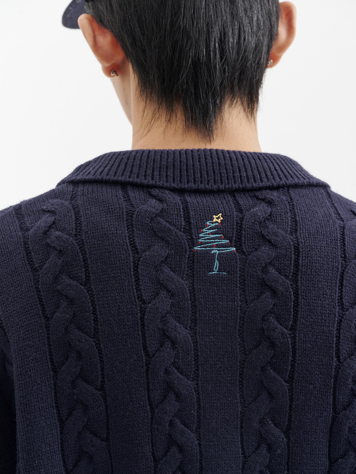 ケーブル編みルーズフィット ニットカーディガン N6386