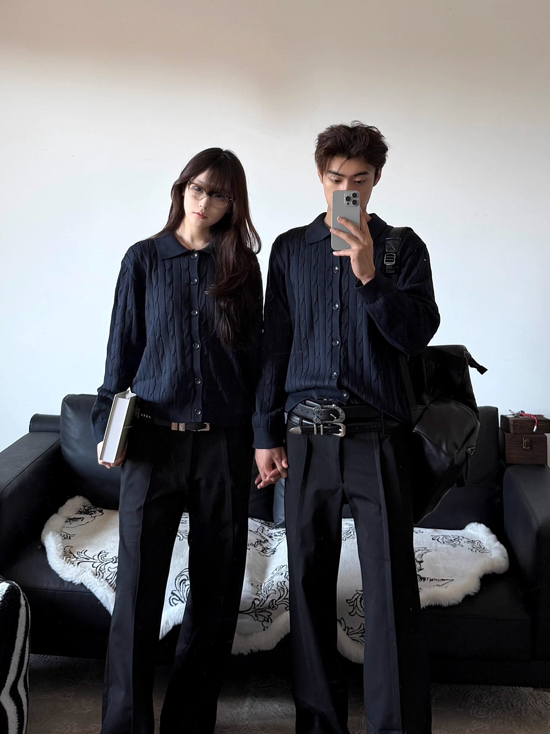 ケーブル編み コットンPOLOカーデ N6701