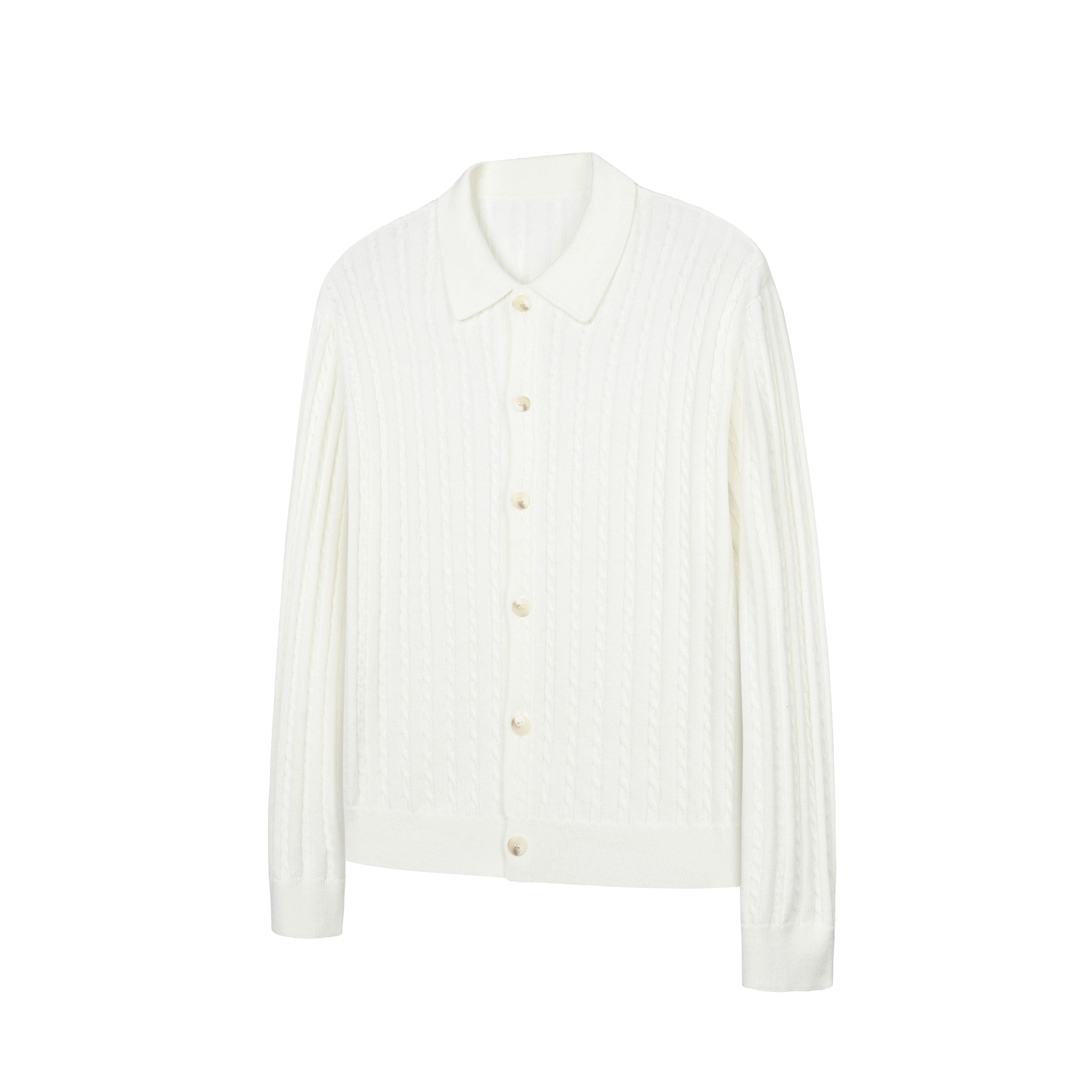 ファインストライプ ケーブル コットンカーディガン N6626