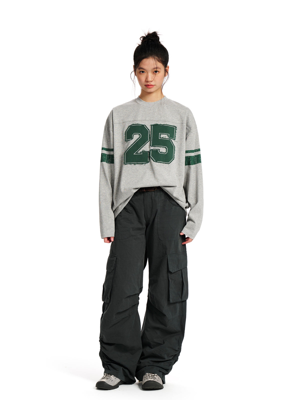 ナンバーパッチウォッシュフットボールロングTシャツ N7401