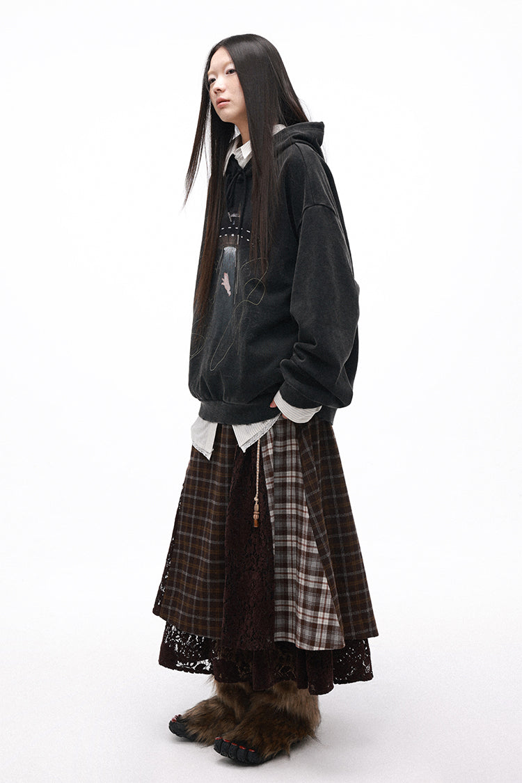 銀箔×グラフィック “ピッグ” ウォッシュフーディ N6262