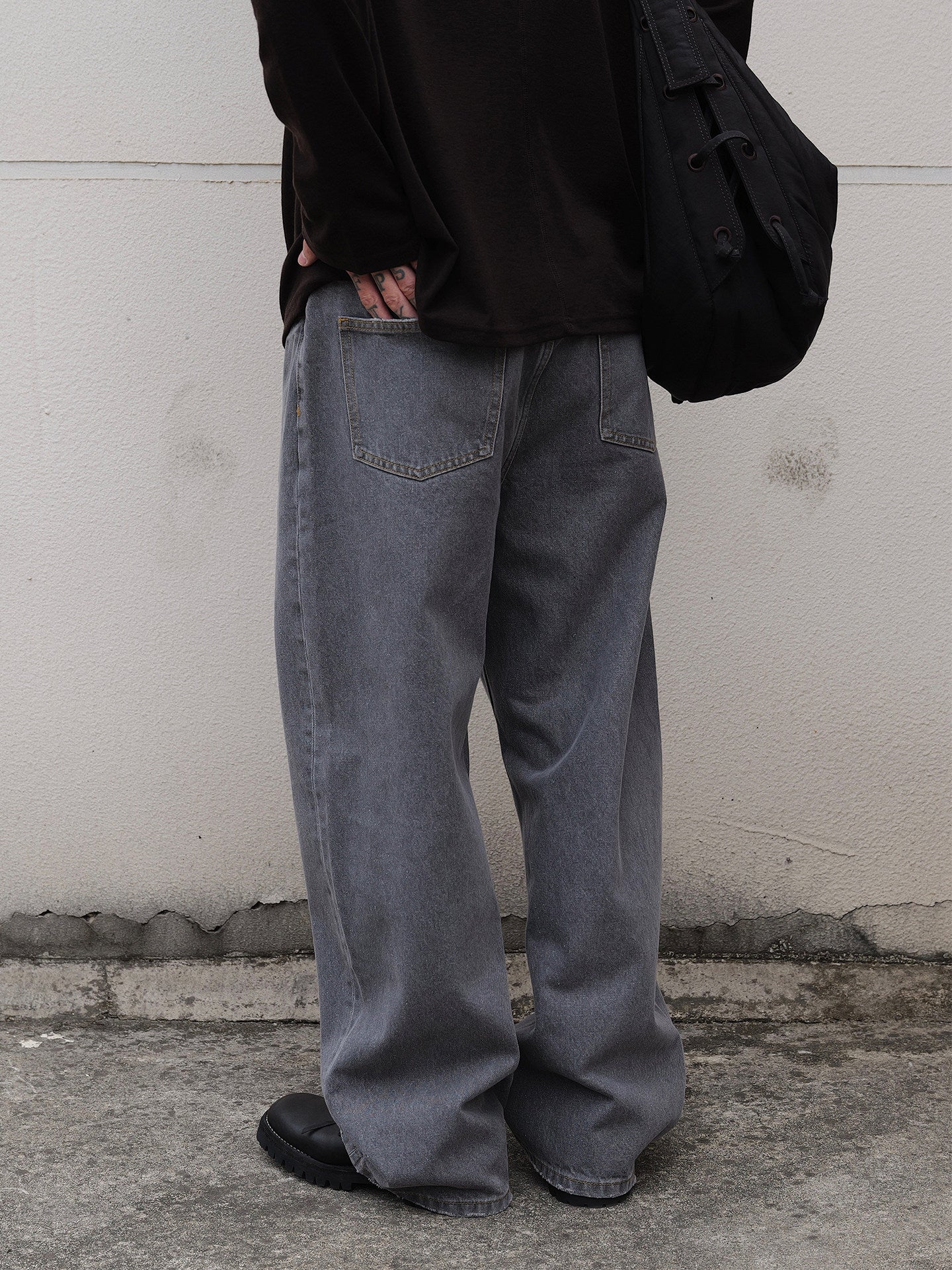 14oz グレーウォッシュ ストレートデニム N6637