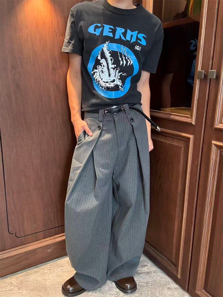 ピンストライプ Aライン ワイドスラックス N6625