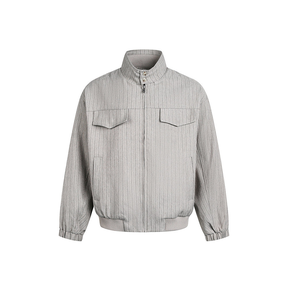 オールドマネーストライプボクシージップジャケット N6336