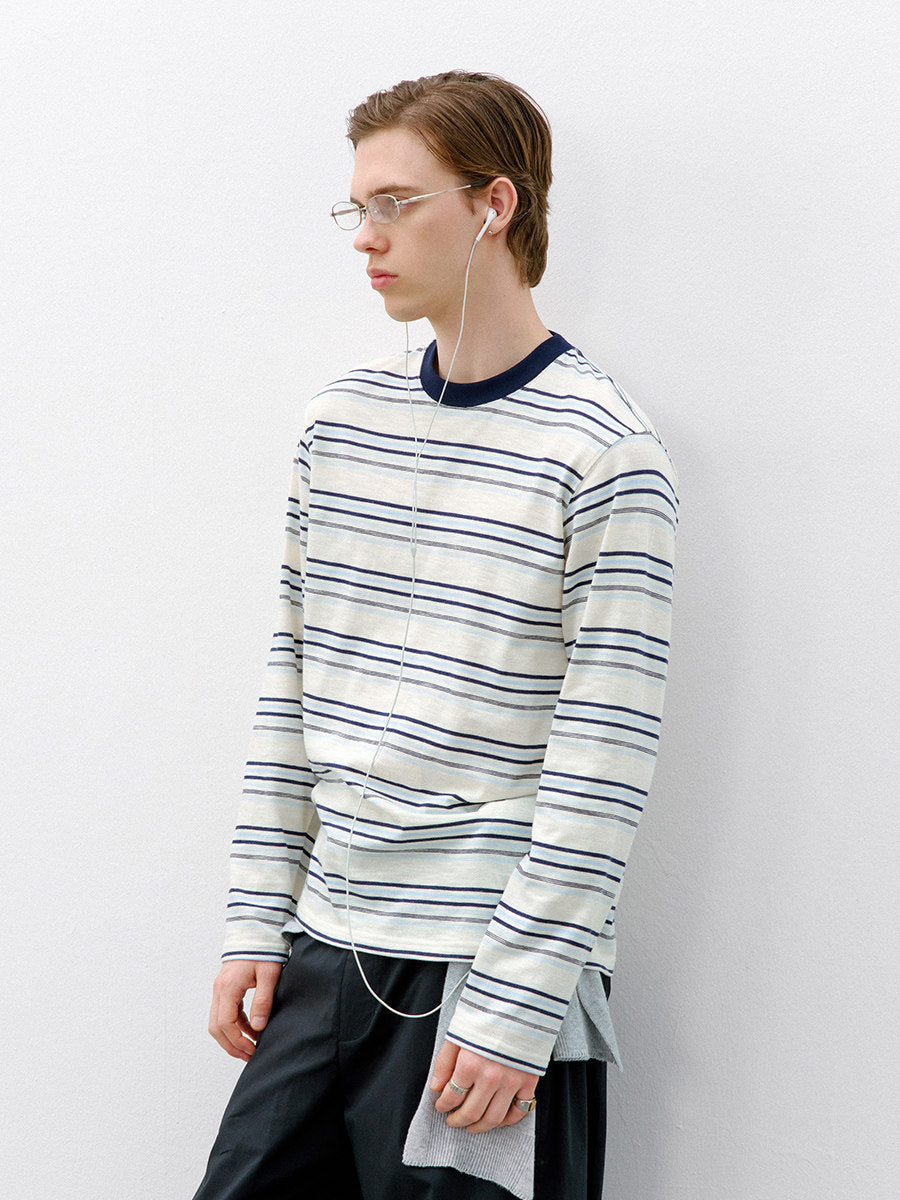 ライトウェイト ストライプ ルーズロングT N6543