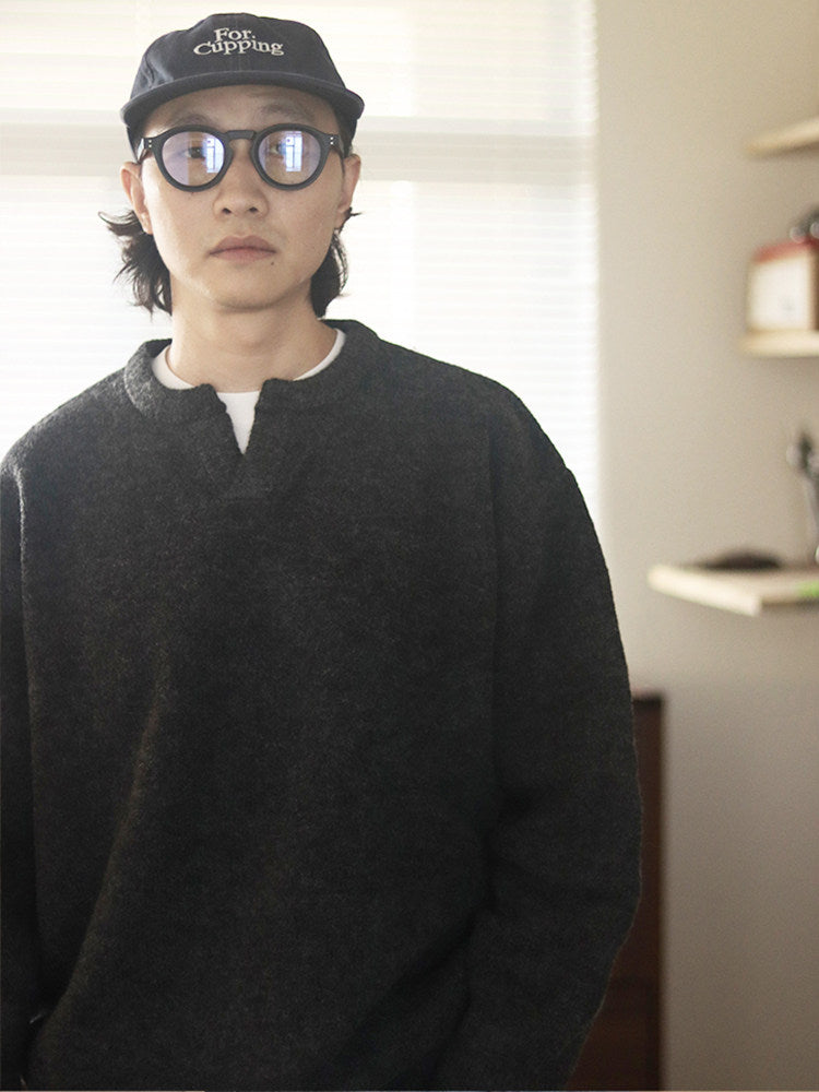 モヘア混ウール Vネック ミニマルニットセーター N6406