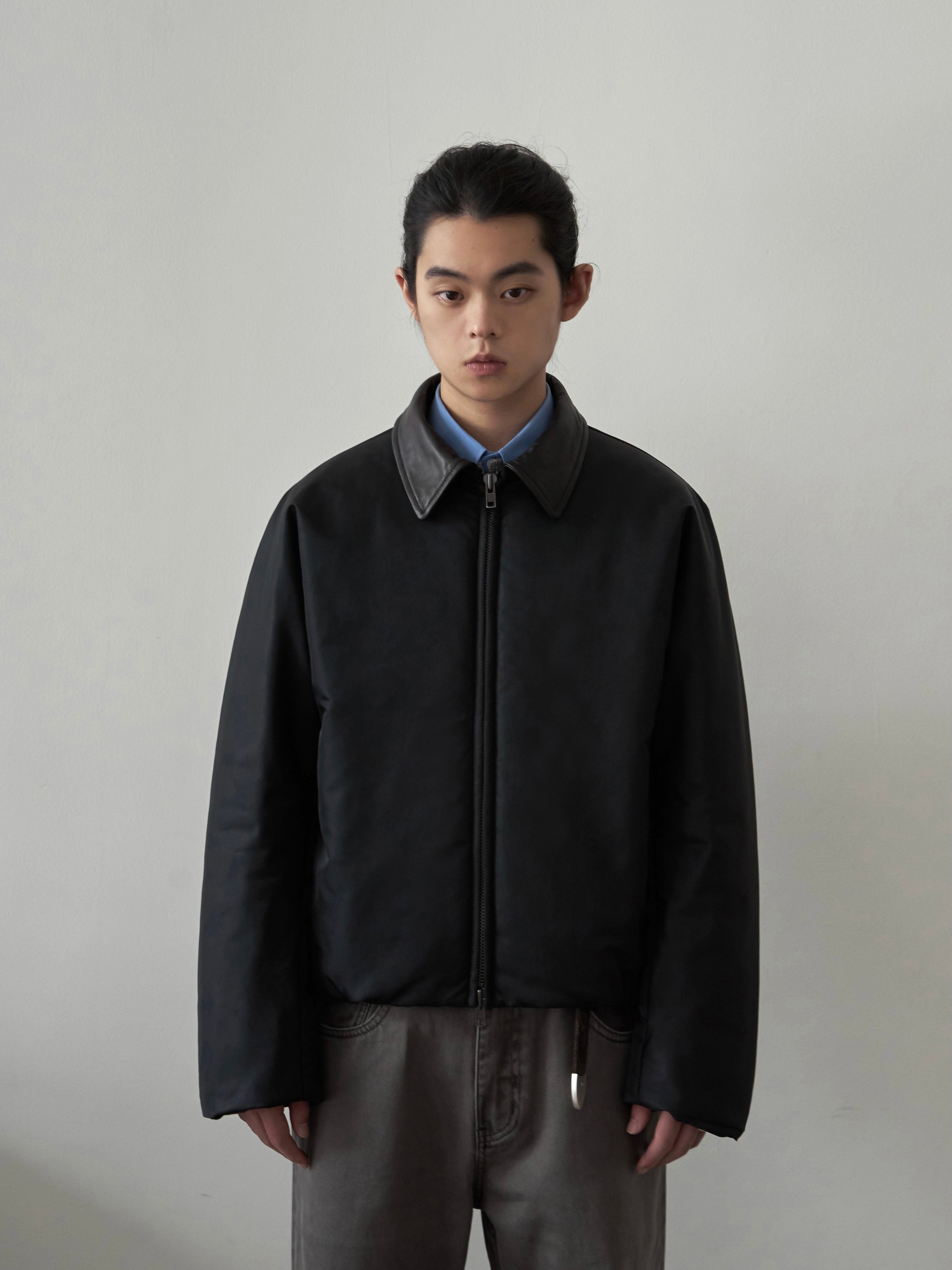 レザーカラー 解構パデッド ナイロンブルゾン N6462