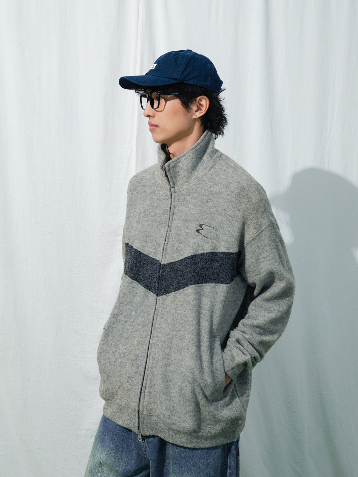 280Gラビットファーニットバイカラージップブルゾン N6243