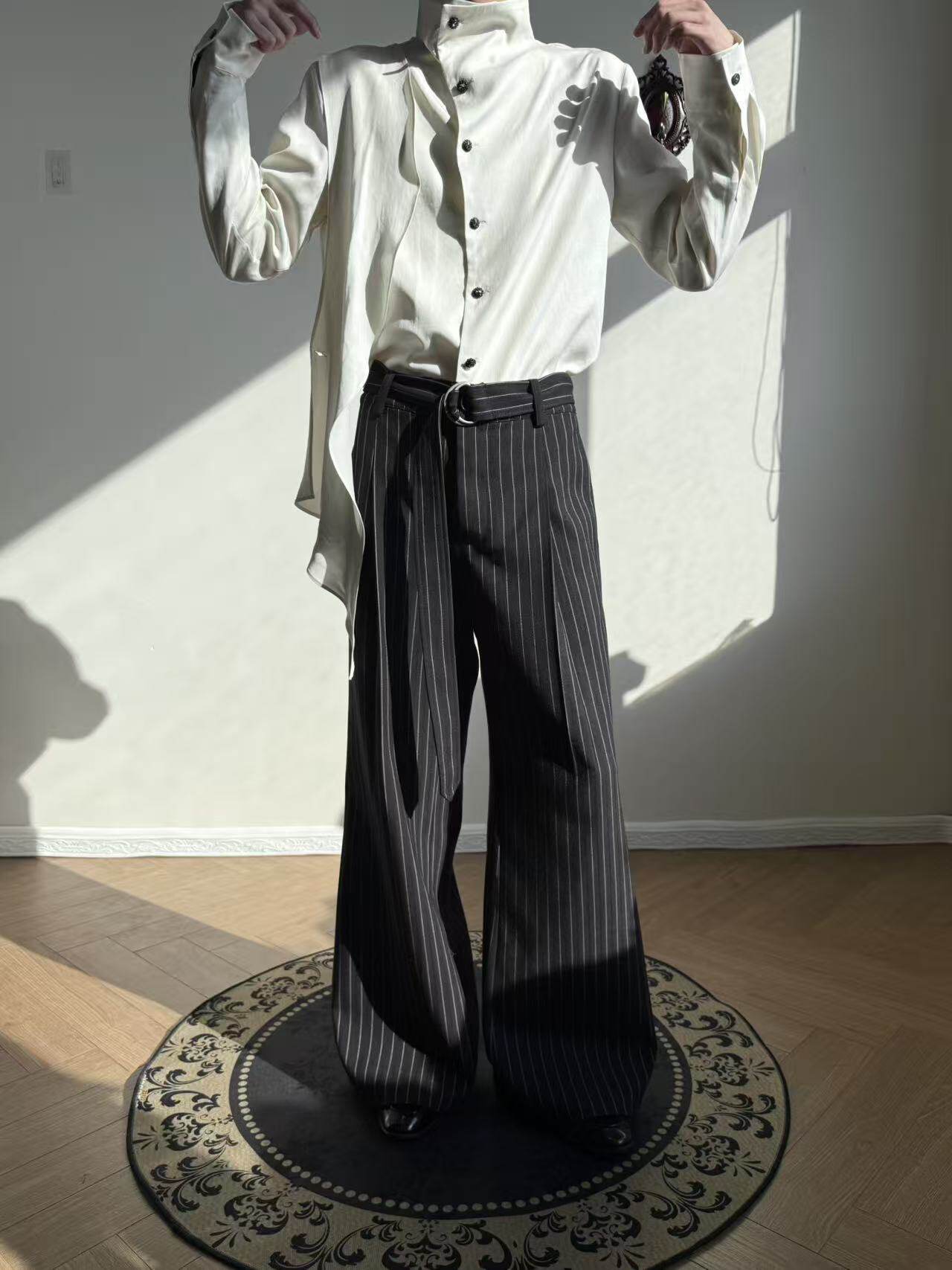 ジャカード タック リボン付き フレアスラックス N6843