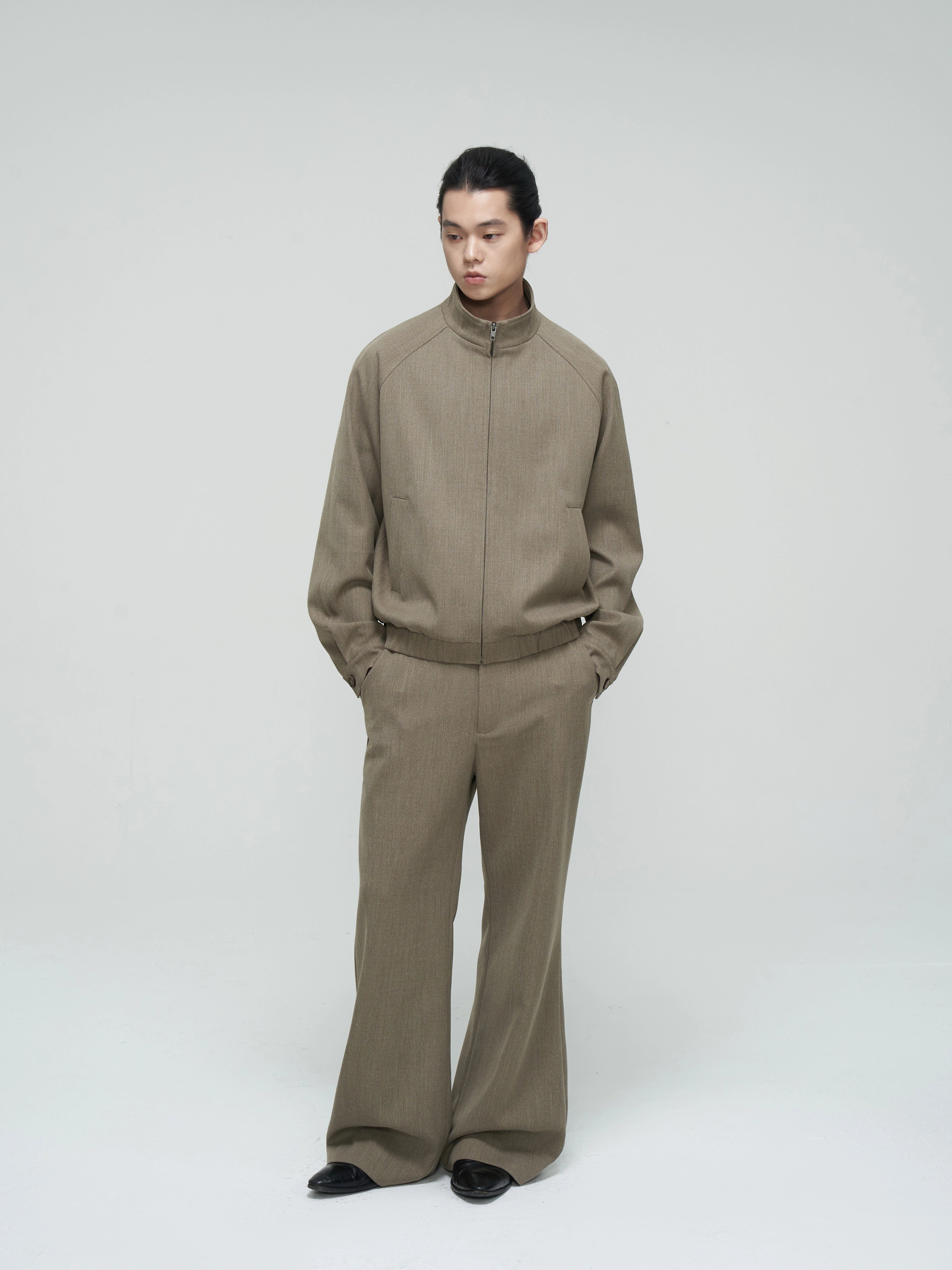 ファブリック・スタンドカラージップブルゾン N6111