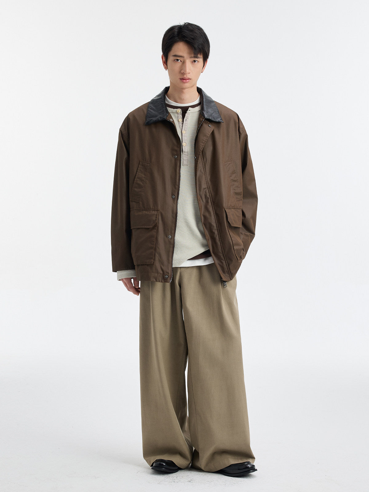 ヴィンテージレザー襟 ワークブルゾン N6669