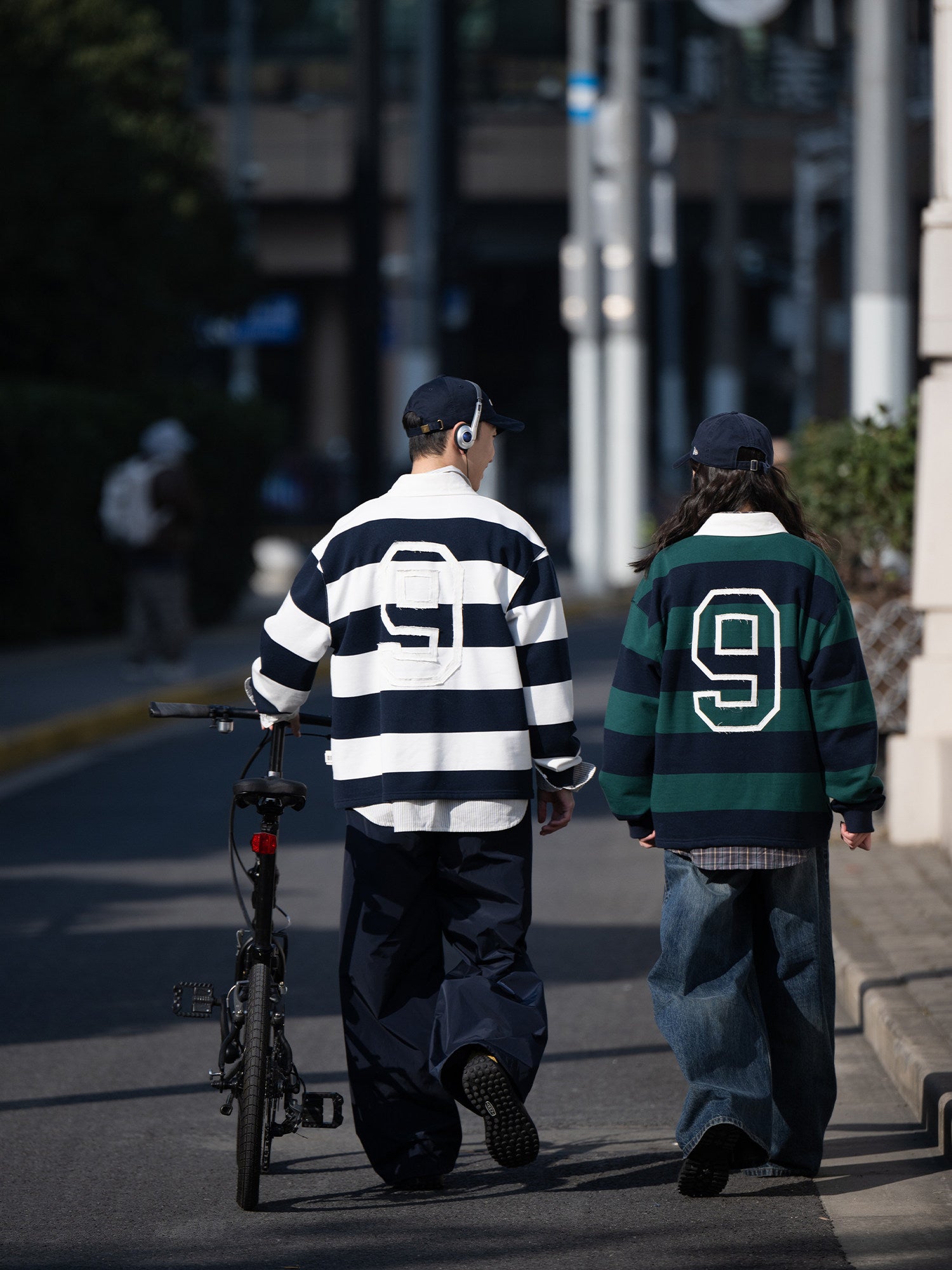 340g ボーダー ナンバリング刺繍 ポロスウェット N6830