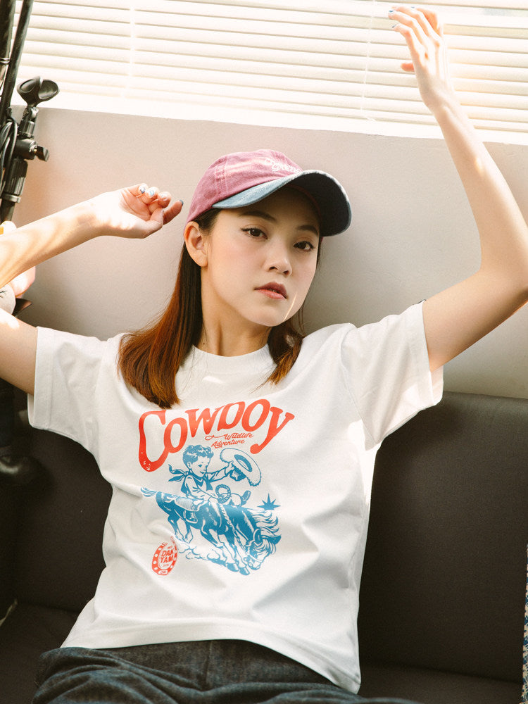 【テック繊維】ヴィンテージカウボーイグラフィックTEEN6741