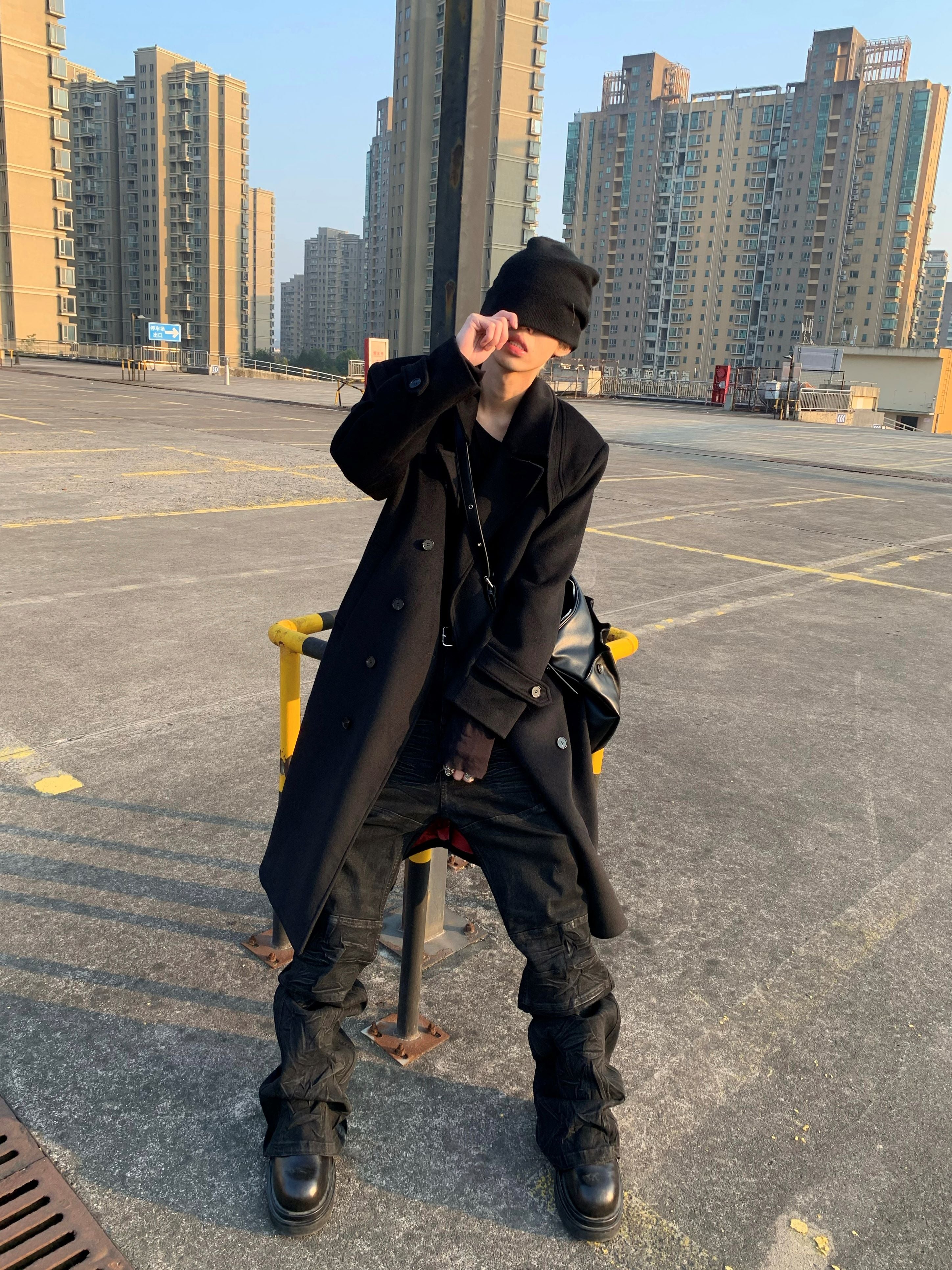 ウールブレンド・レイヤードヨーク・マキシ丈コート N6231