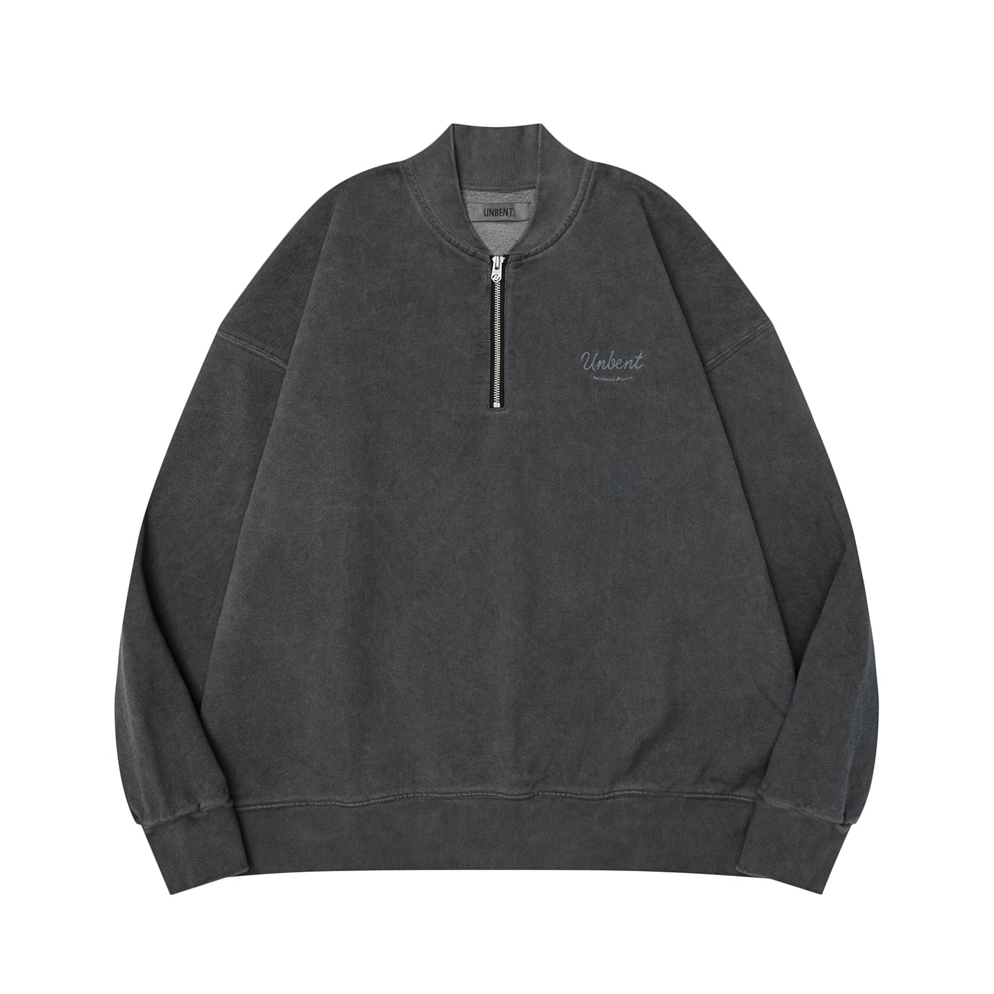 【500G】ウォッシュド ロゴ刺繍 ハーフジップスウェット N6255