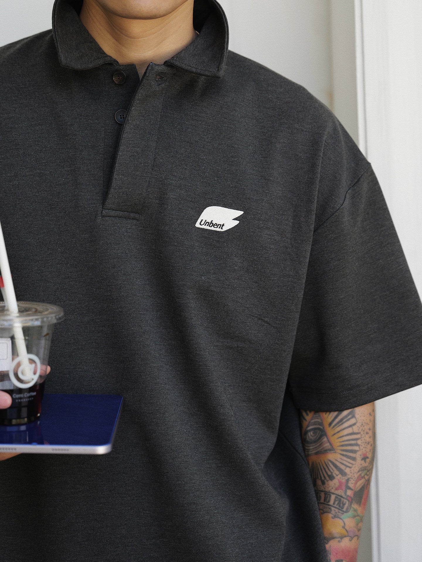 ローマ布混紡 刺繍ロゴ ポロシャツ N6763