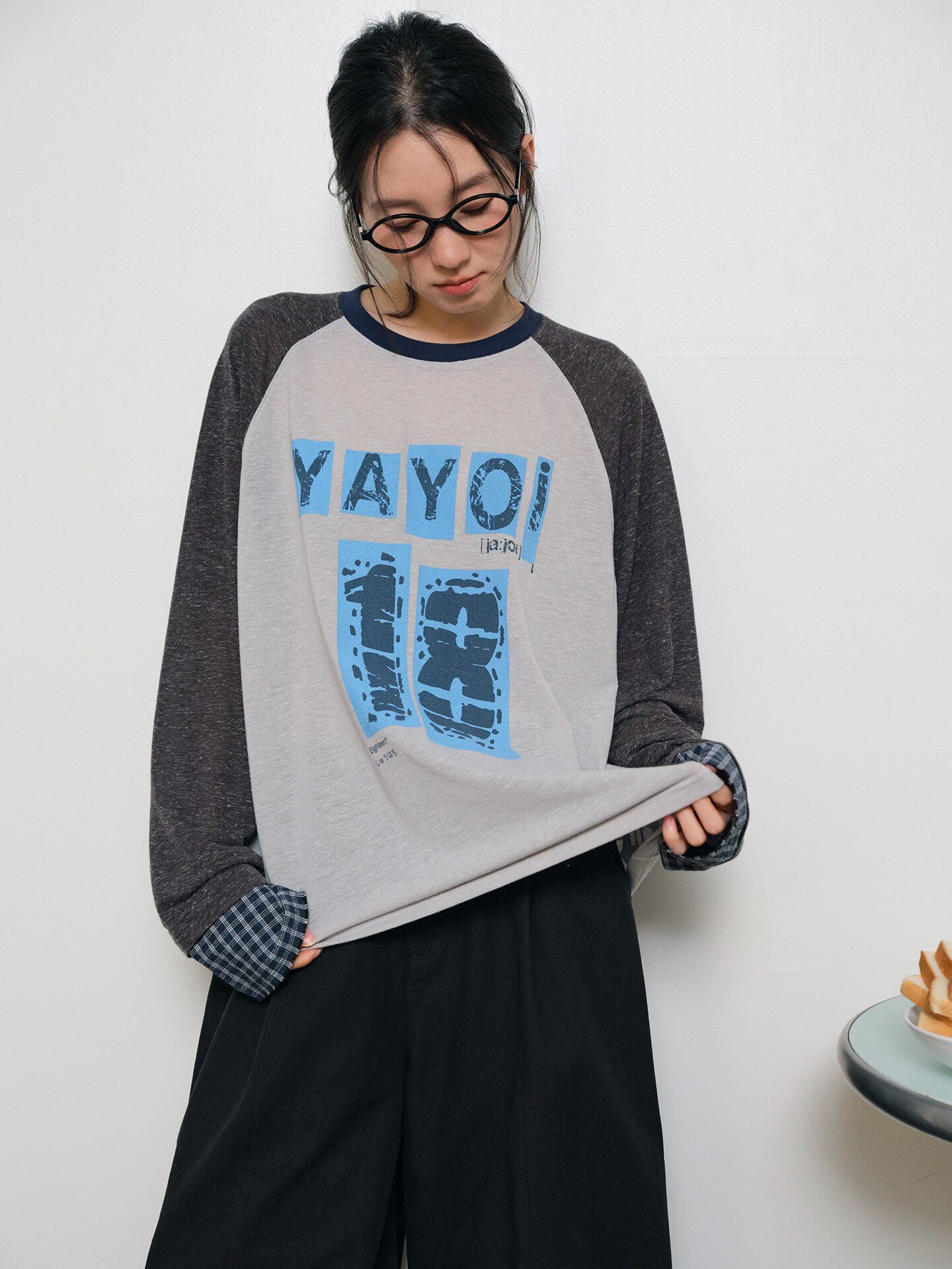 リネン混 スノーテクスチャー ラグランTシャツ N6936