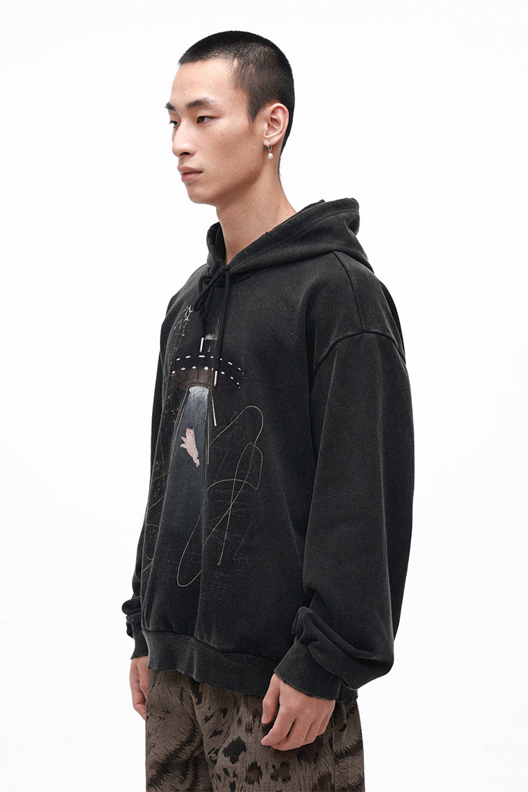 銀箔×グラフィック “ピッグ” ウォッシュフーディ N6262