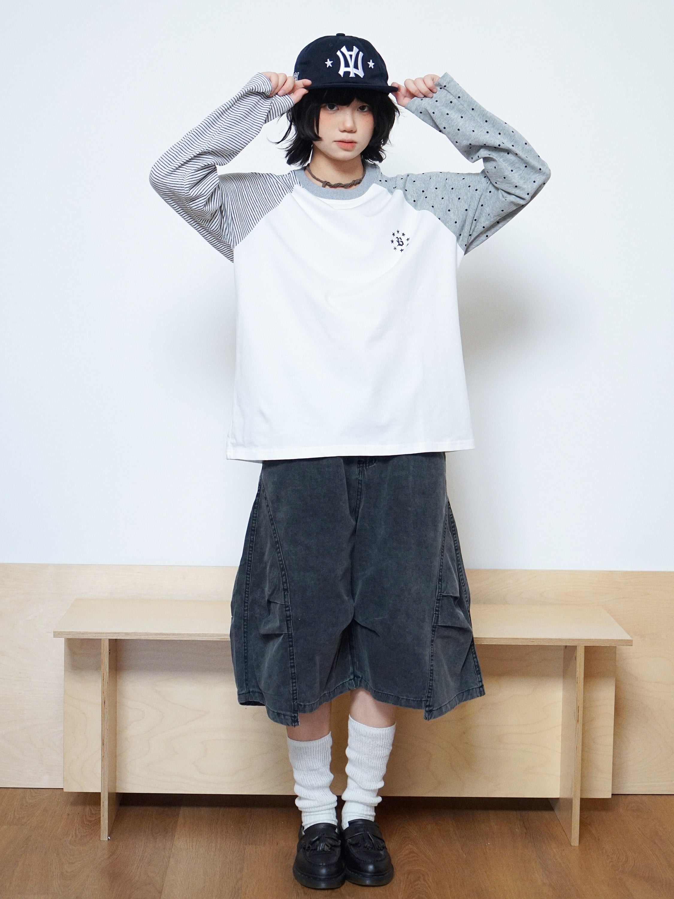 ヴィンテージ加工ワイドカーゴハーフパンツ N6785