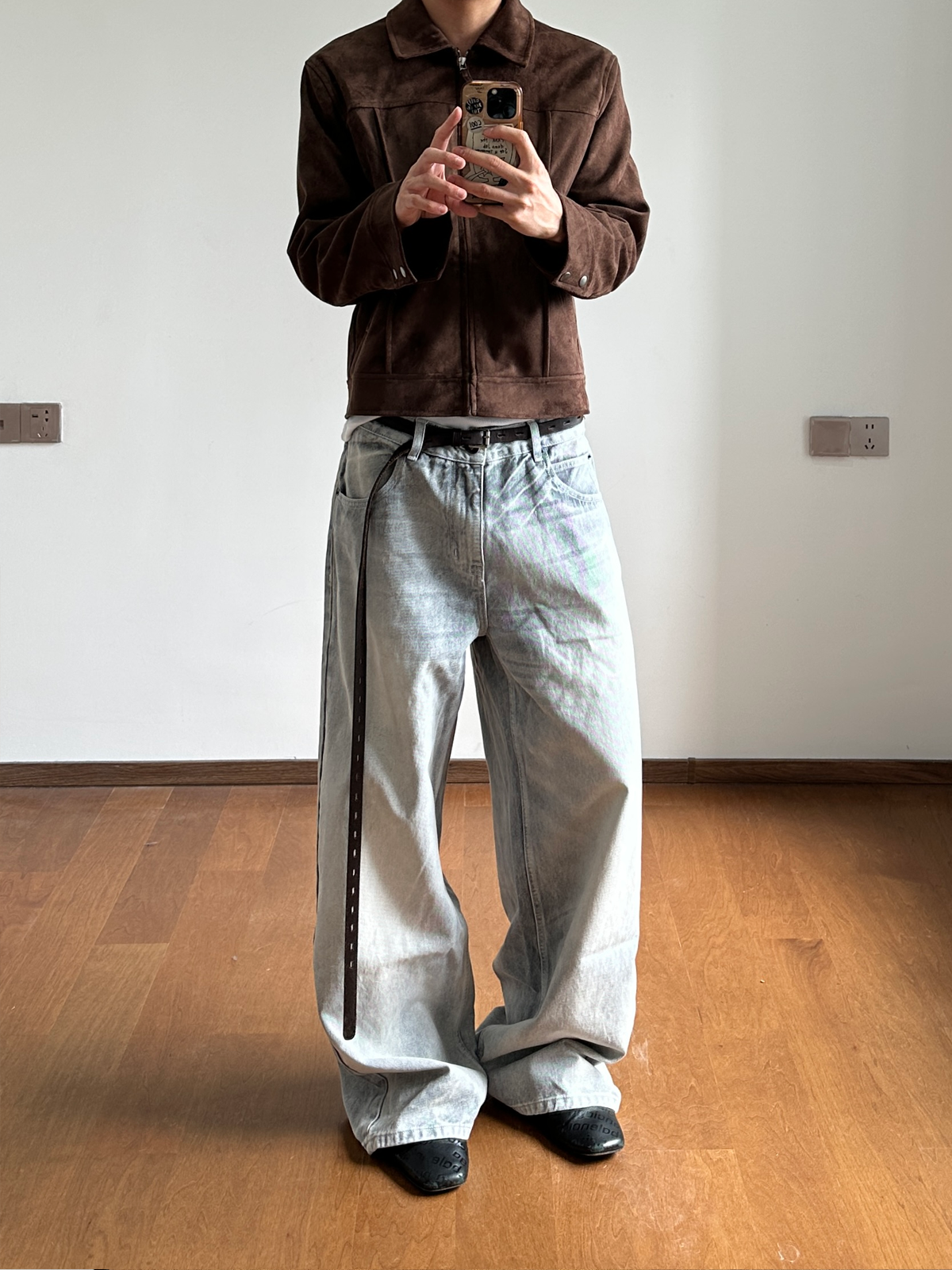 バーンスタイル スエード調 正肩ショートジャケット N6266