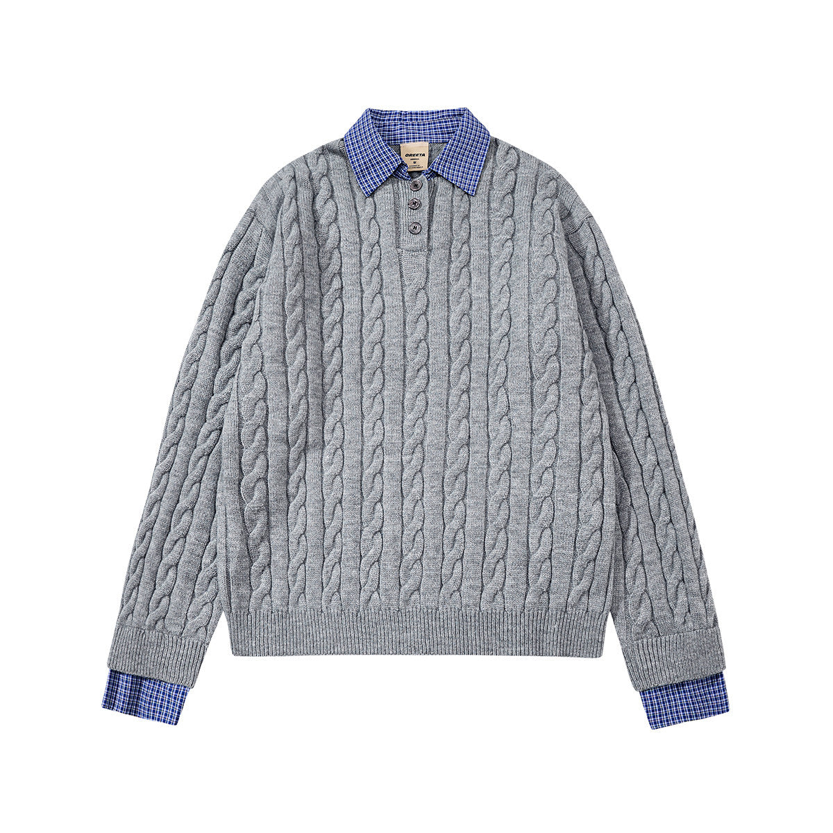 ケーブル編み レイヤードPOLOニット N6636