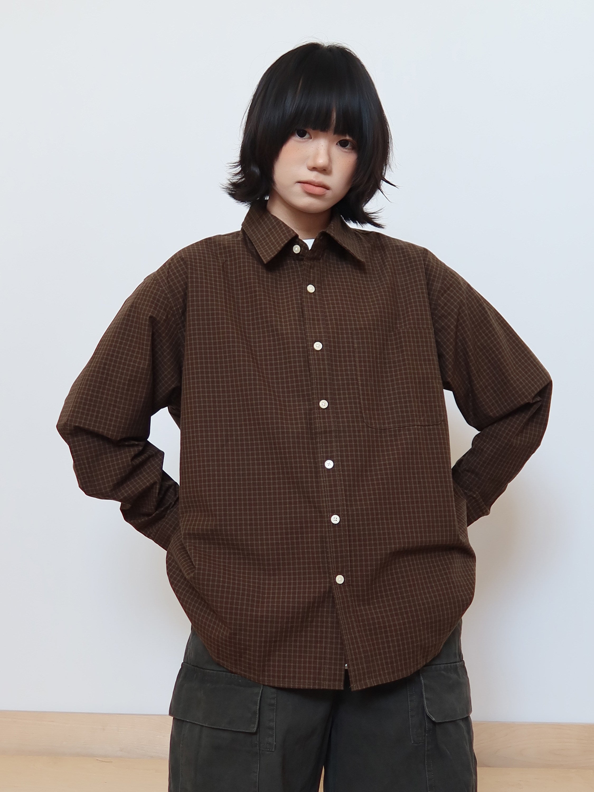 トラッド チェック柄 リラックスフィットシャツ N6447