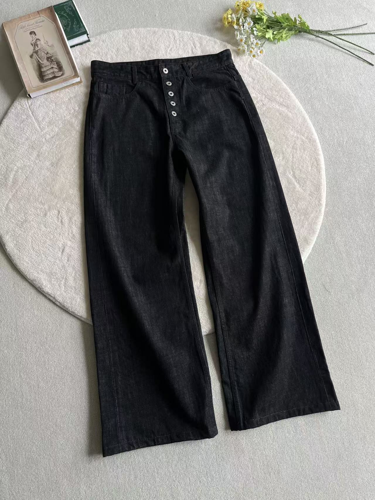 14.8ozトルコ産リジッド・ホースヘアパッチデニム N6241