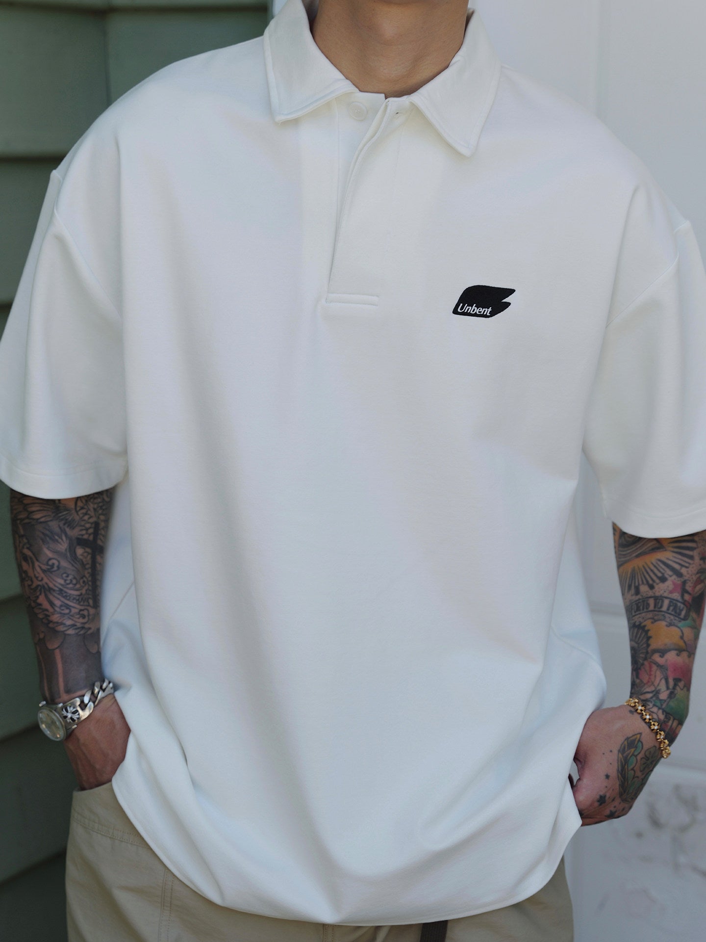 ローマ布混紡 刺繍ロゴ ポロシャツ N6763