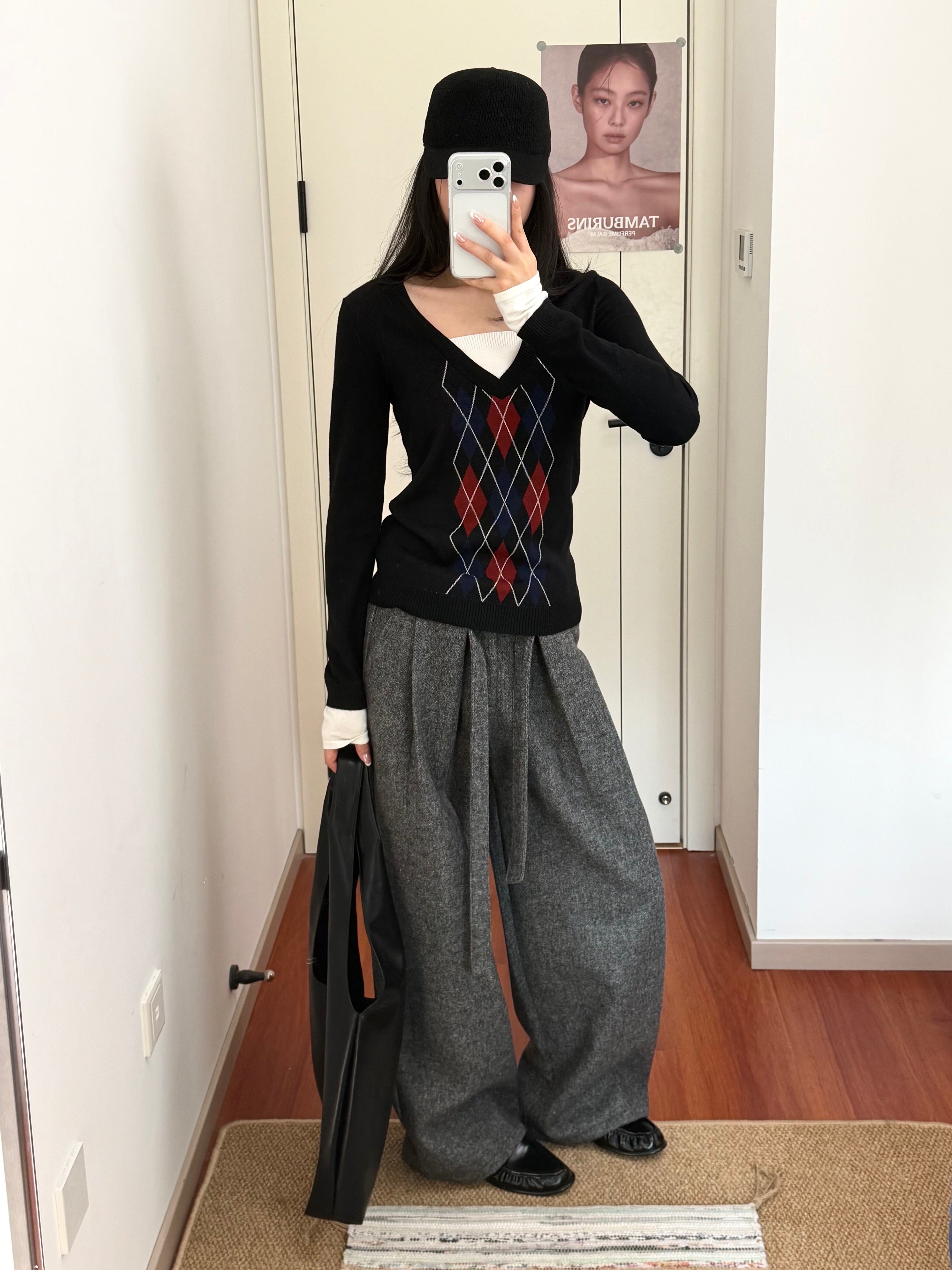 ウール花糸 700g Aラインプリーツスラックス N6561