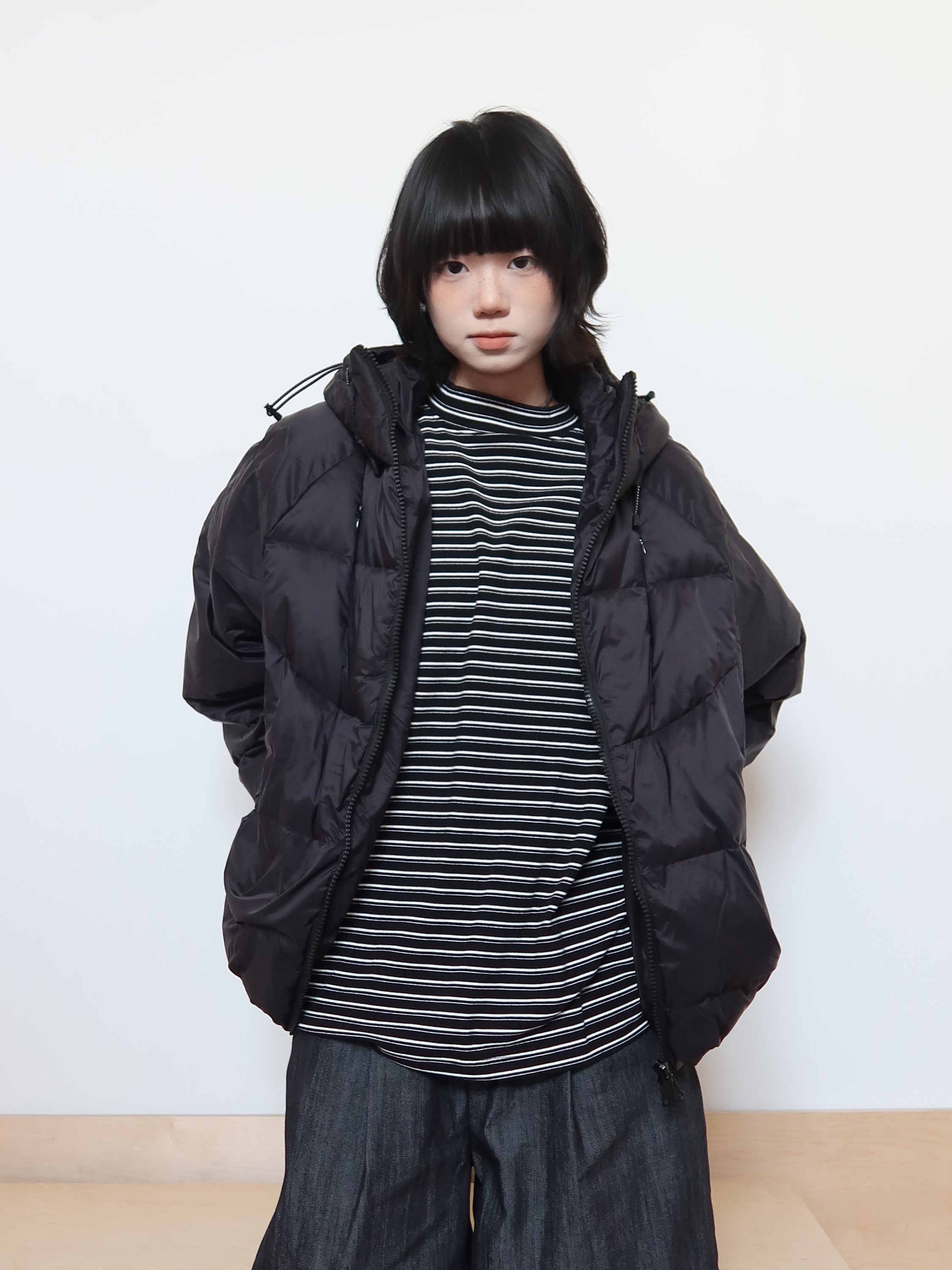 ダブルカフス仕様 90%ダックダウン フーデッドコート N6377