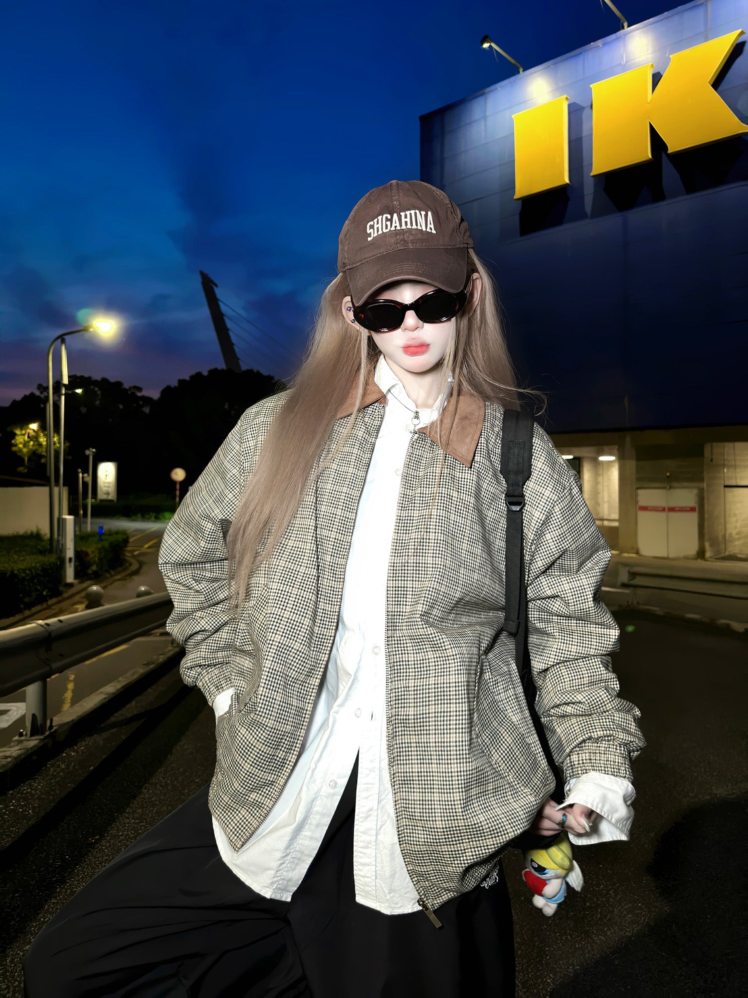 スエード襟・ミンクタッチニット・ハリントン N6105