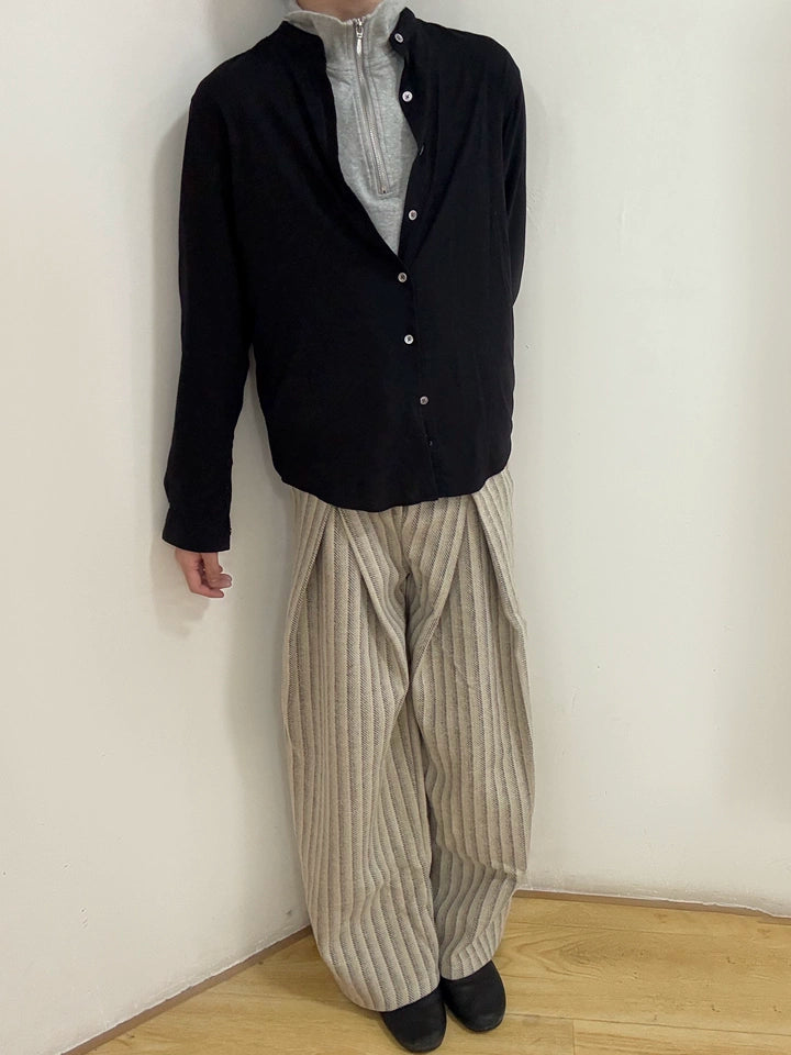 テクスチャーストライプ・ワイドストレート・トラウザーズ N6189