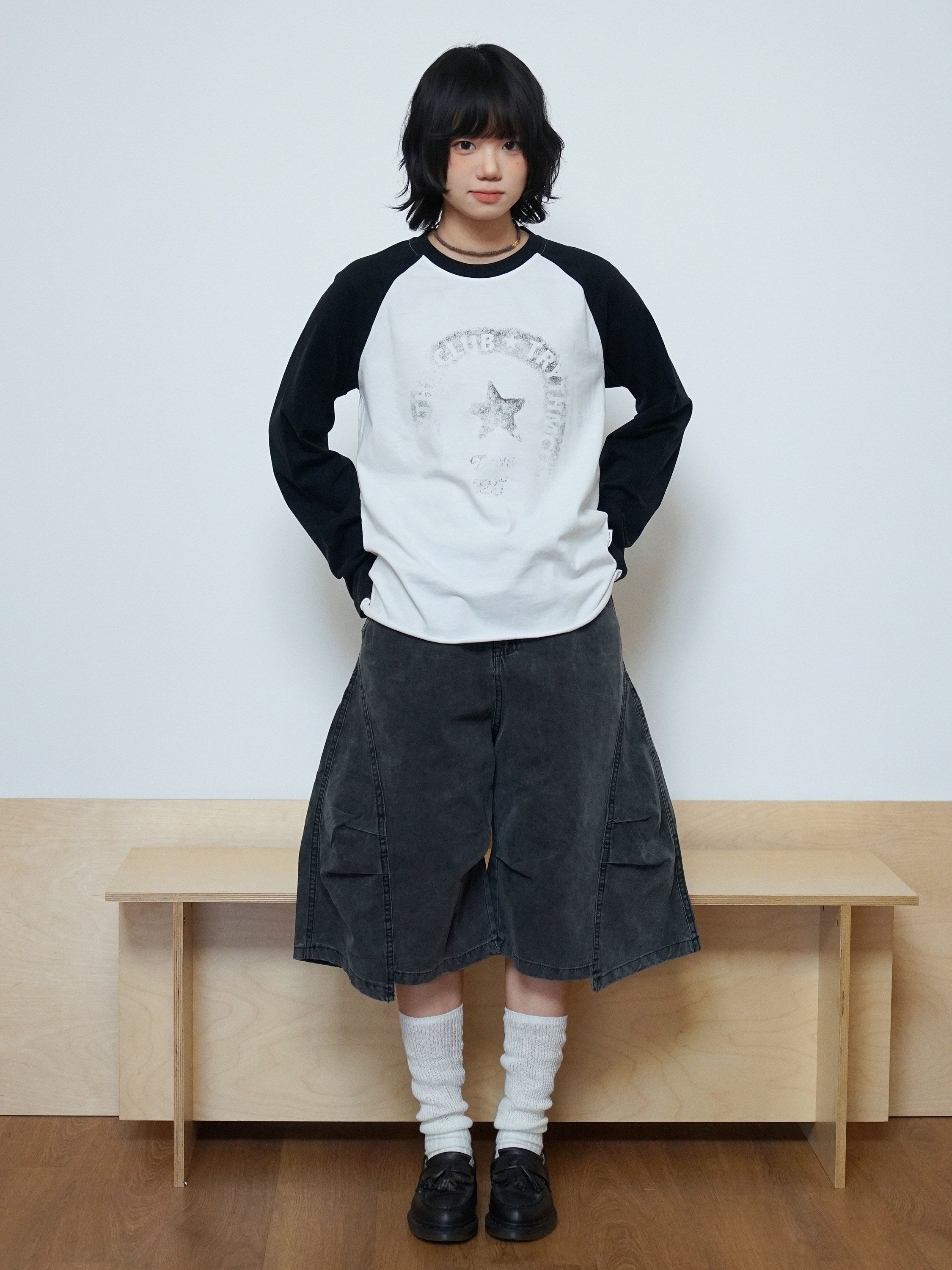 ヴィンテージ加工ワイドカーゴハーフパンツ N6785