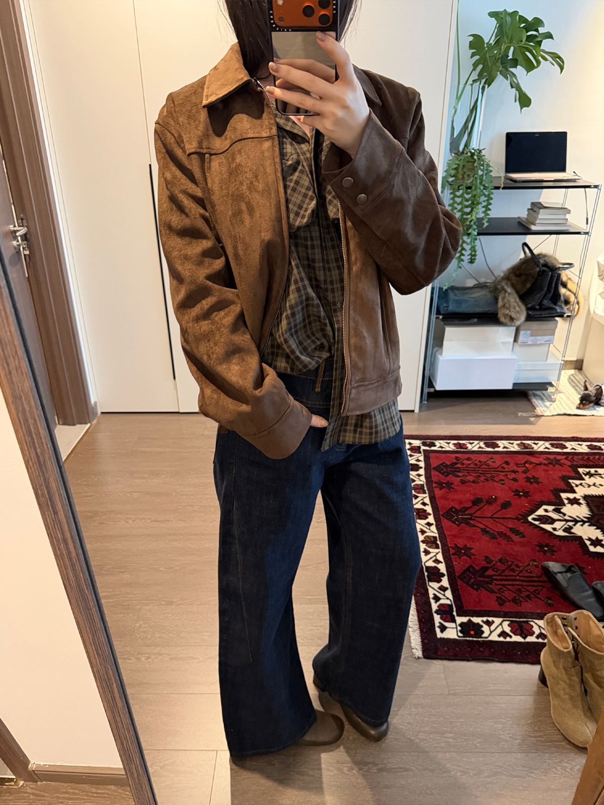 バーンスタイル スエード調 正肩ショートジャケット N6266