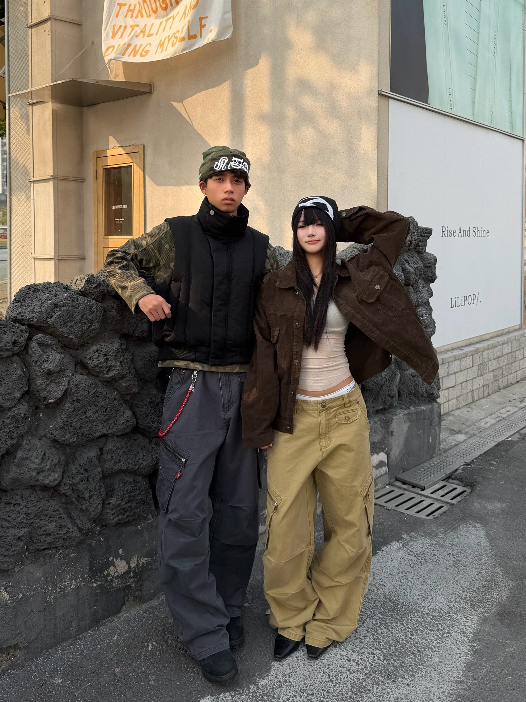 ヴィンテージウォッシュ カーキバギーカーゴ N6518