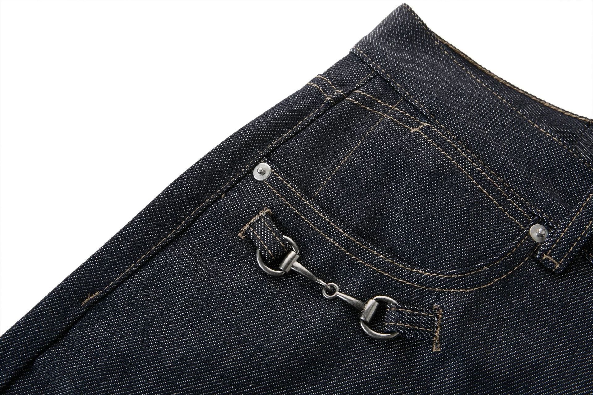 シルバーチェーン付き ヴィンテージウォッシュ デニムパンツ N6465