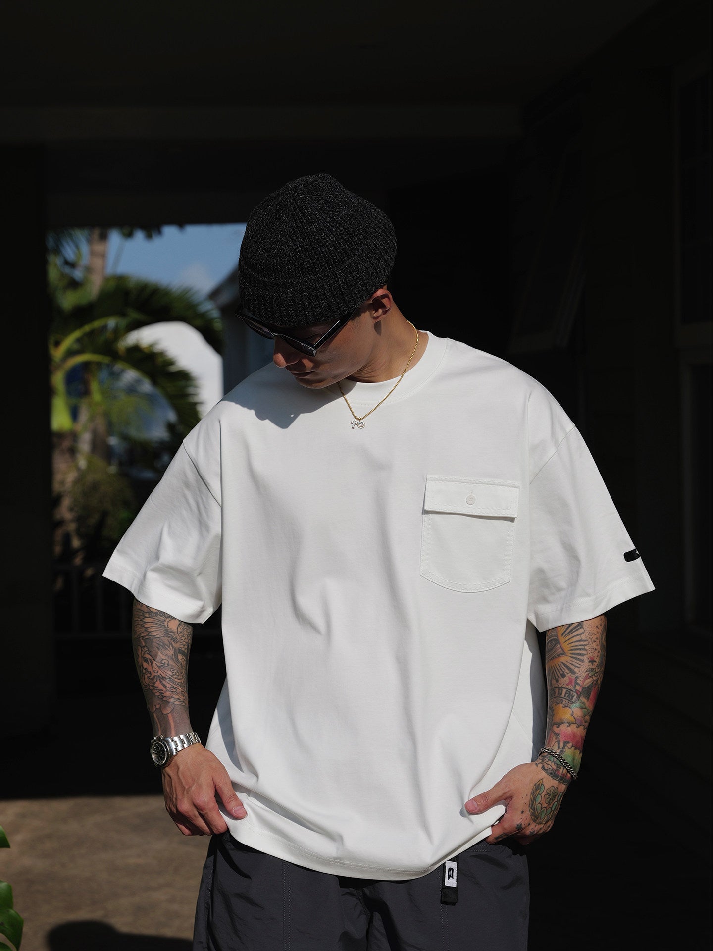 300g コットン ステッチポケット Tシャツ N6907
